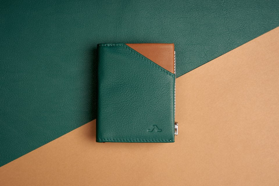 Portafoglio in Pelle Zip Coin Emerald