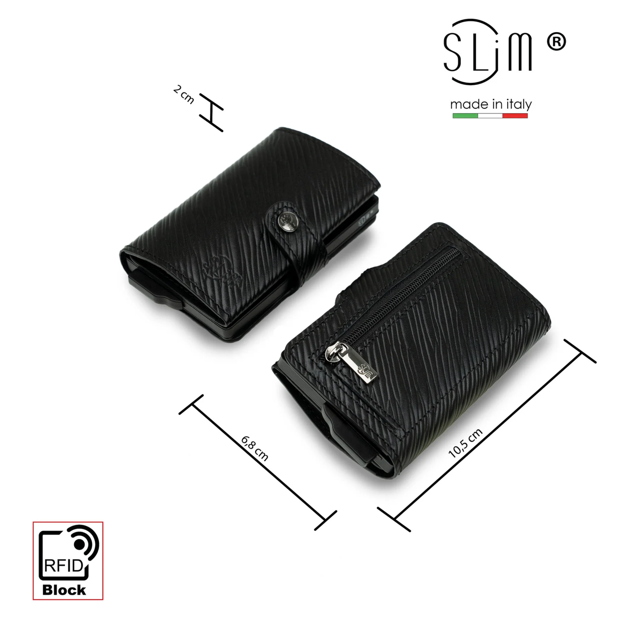 Porta Carte Vera Pelle Stampa Epi Nero Con Zip