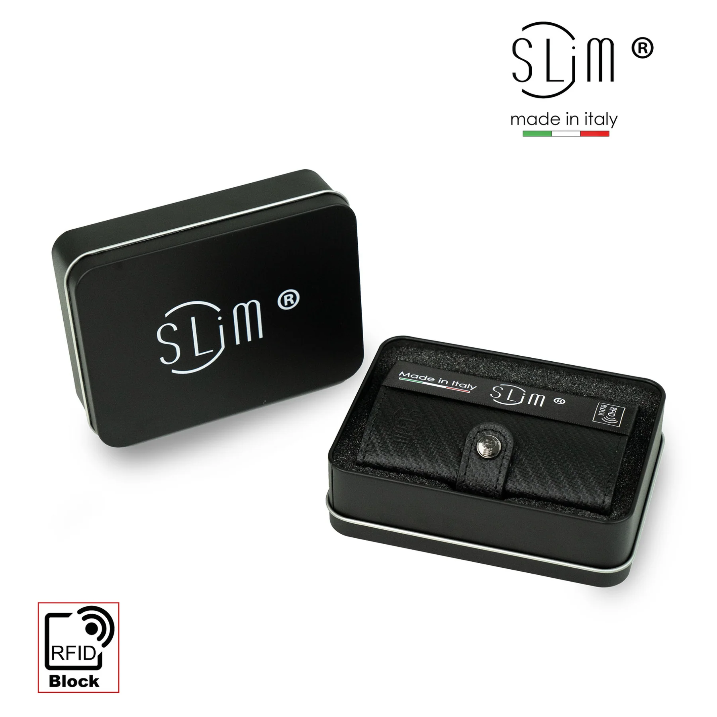 Porte-cartes en cuir véritable style carbone noir avec fermeture éclair