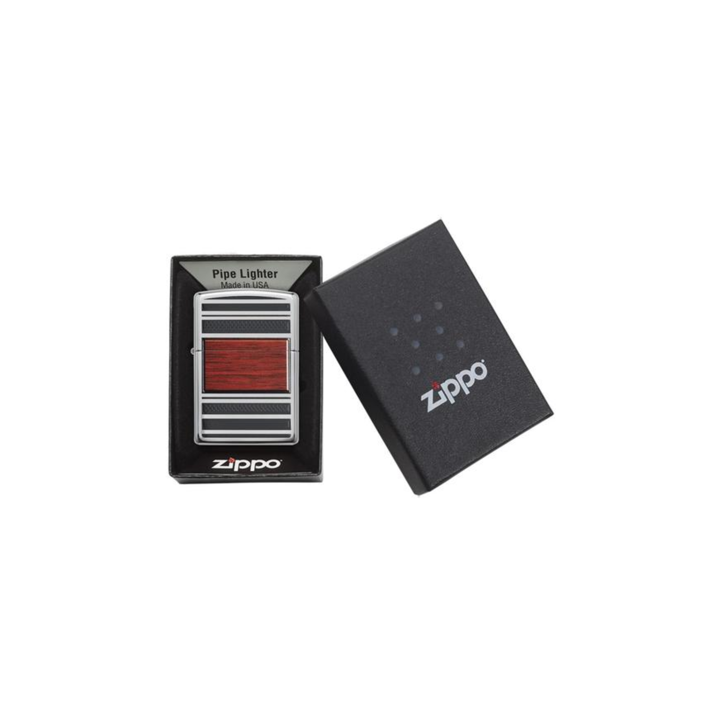 Accendino Zippo per pipa High Polish Chrom in metallo a benzina - ricaricabile - antivento - pipa