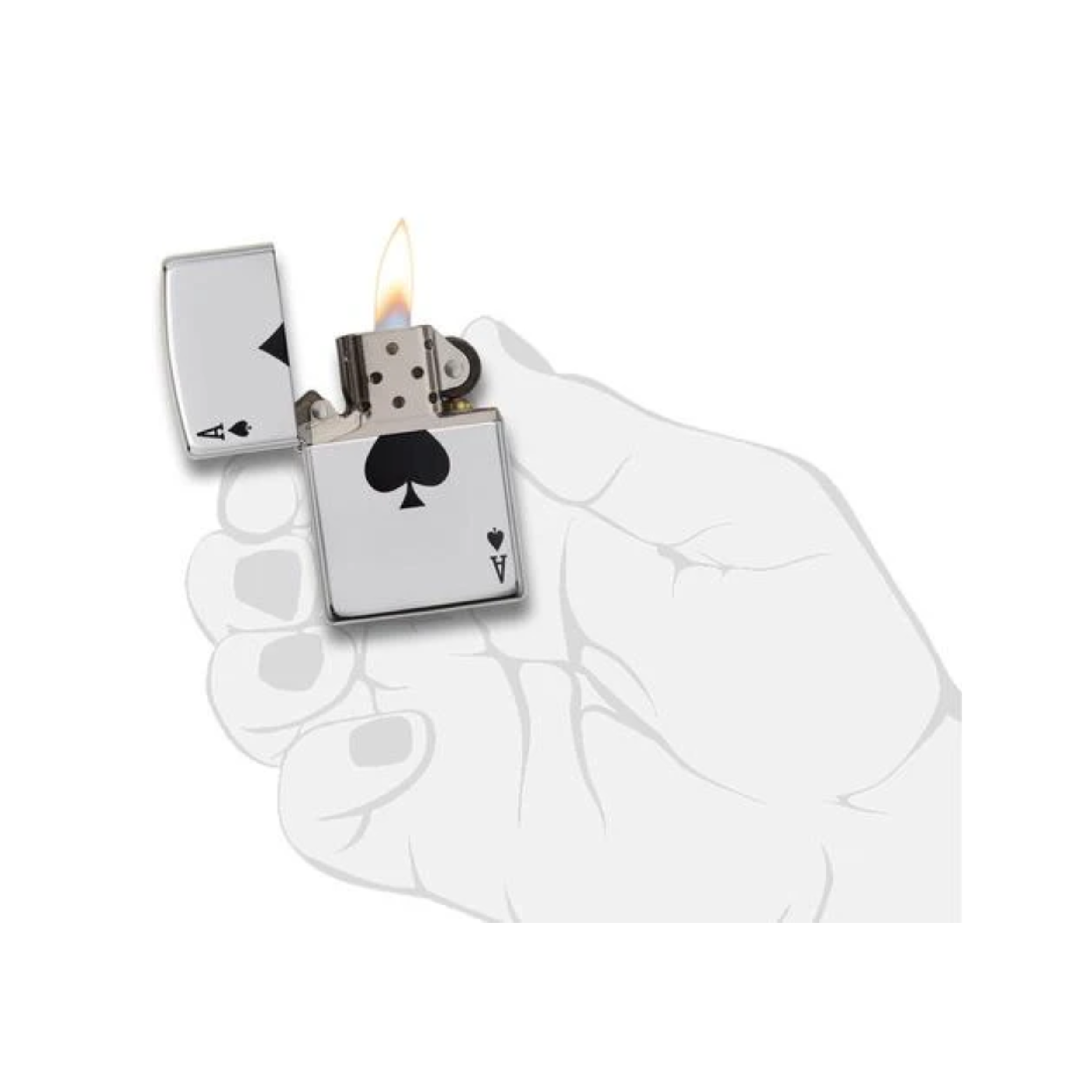 Accendino Zippo Simple Spade Design in metallo a benzina - ricaricabile - antivento - asso di picche