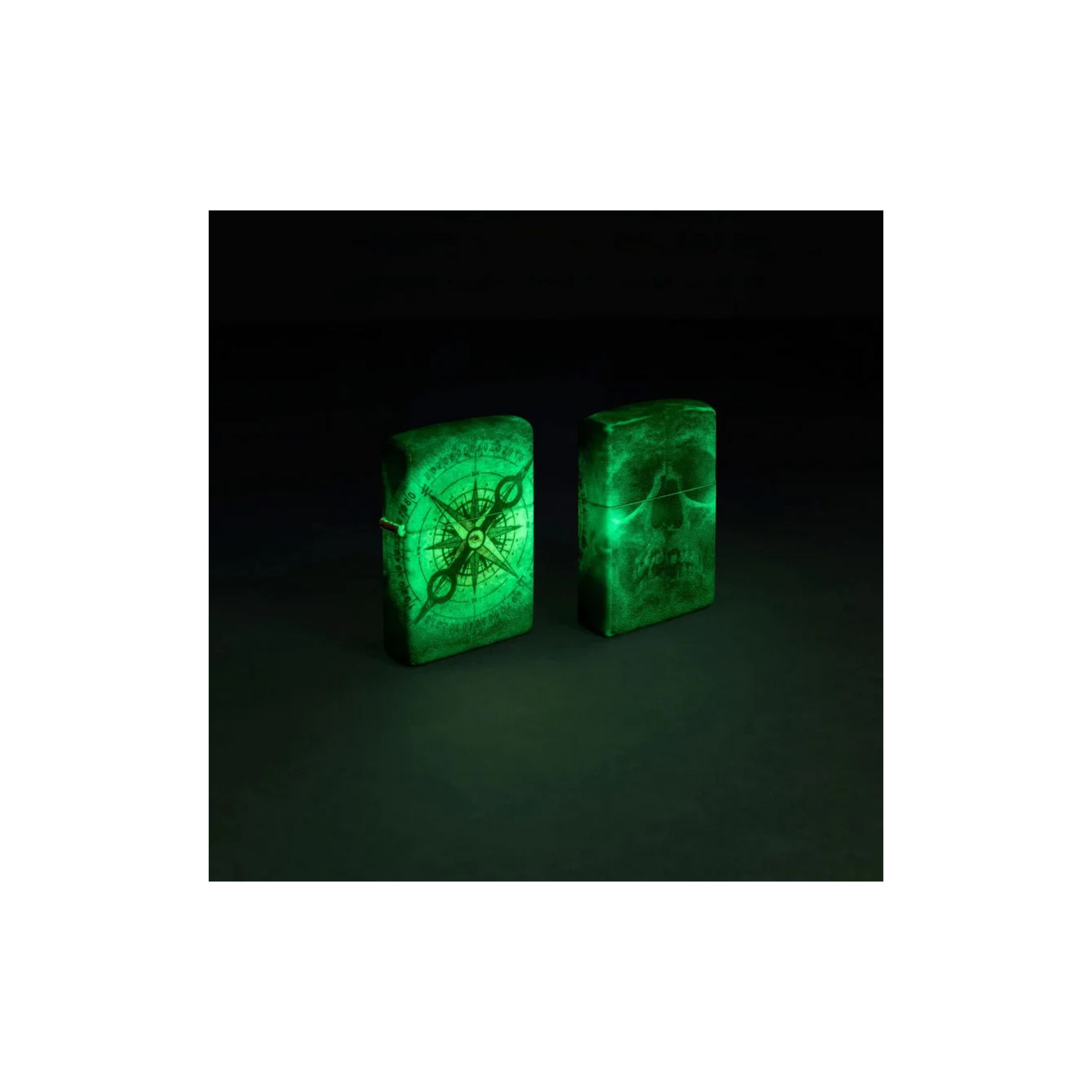 Accendino ZIppo Compass Ghost in metallo a benzina - ricaricabile - antivento - bussola