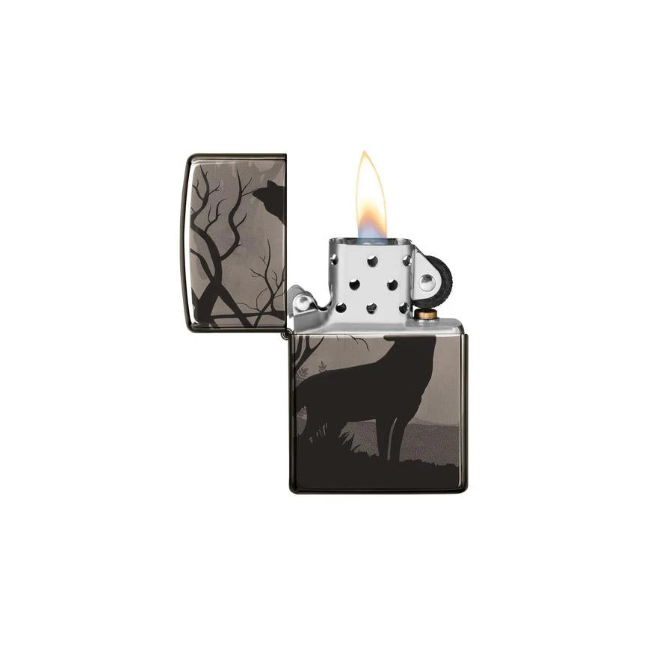 Accendino Zippo Wolves Design in metallo a benzina - ricaricabile - antivento - lupi
