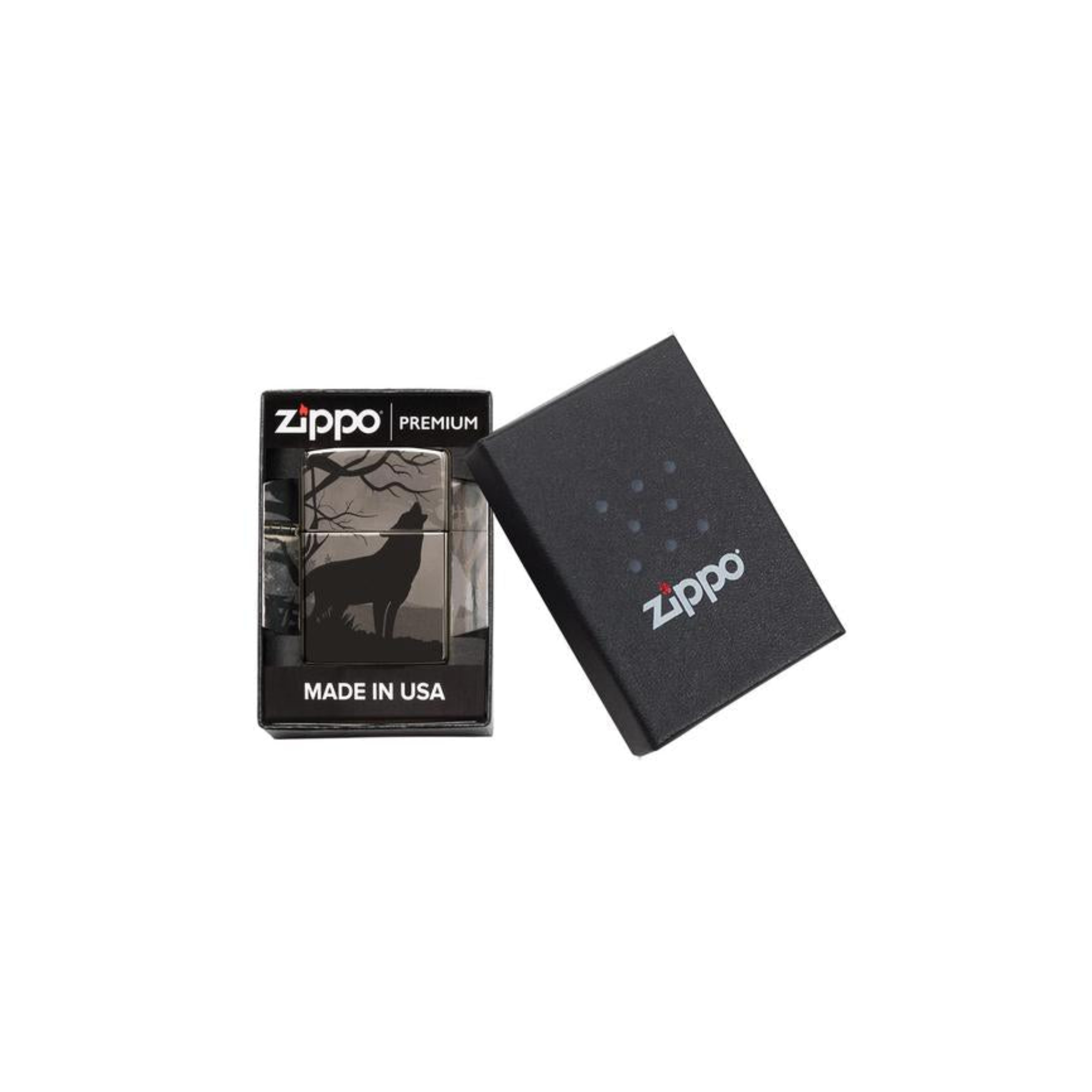 Accendino Zippo Wolves Design in metallo a benzina - ricaricabile - antivento - lupi