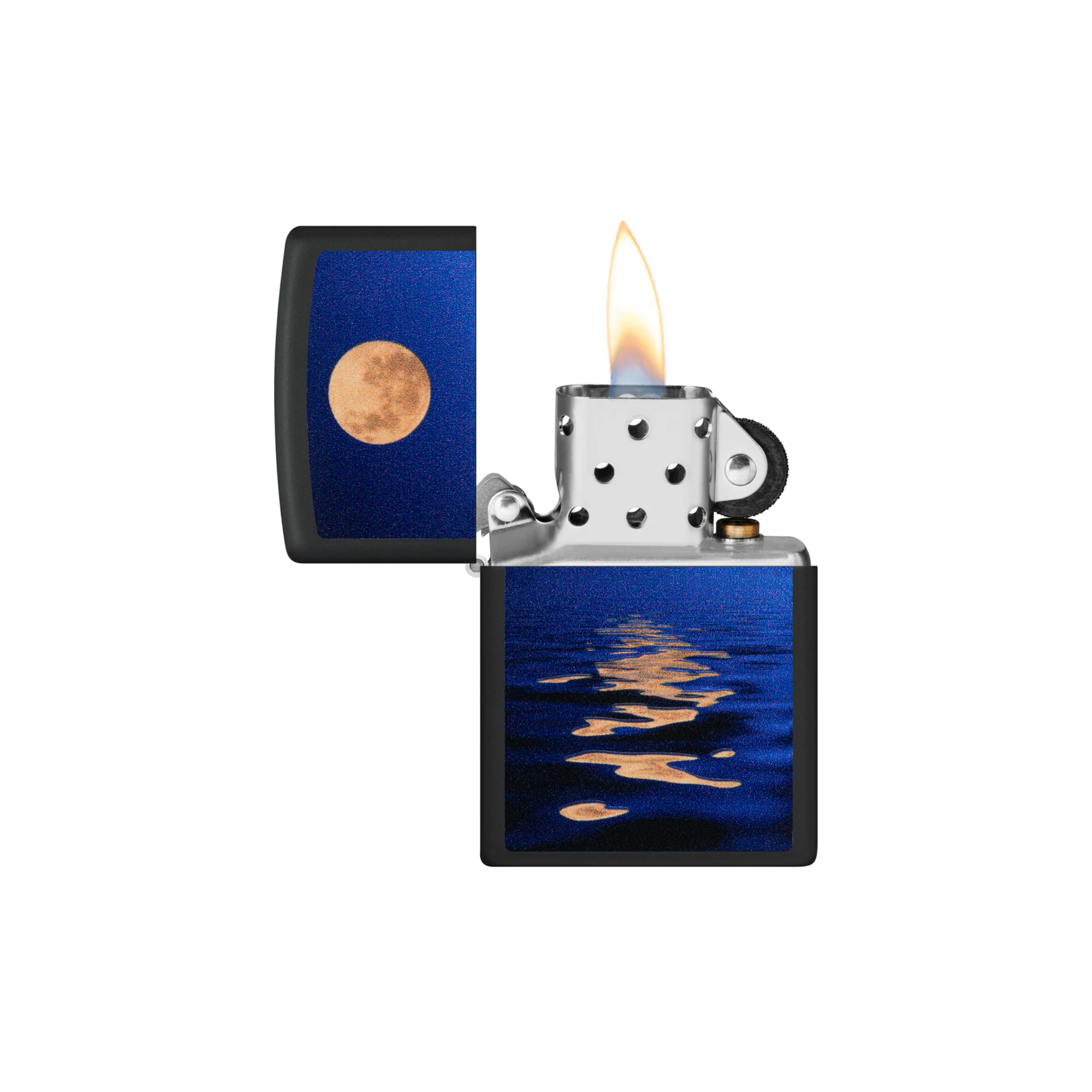 Accendino Zippo Full Moon in metallo a benzina - ricaricabile - antivento - acque al chiaro di luna