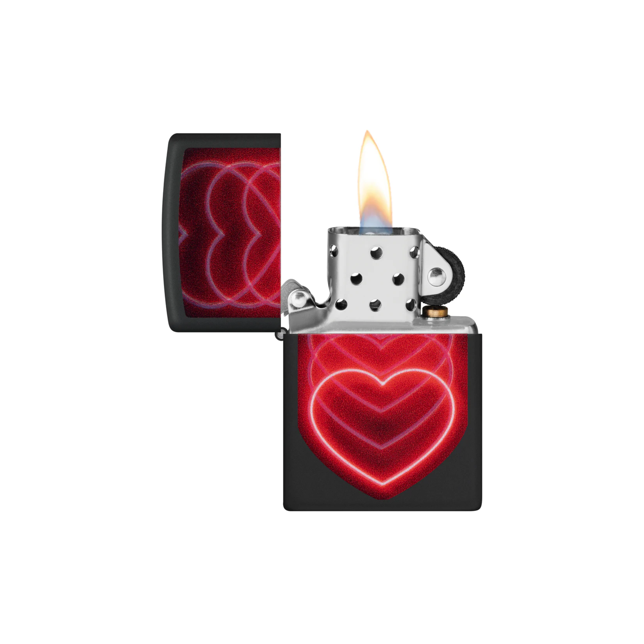 Accendino Zippo Hearts in metallo a benzina - ricaricabile - antivento - cuore luminoso