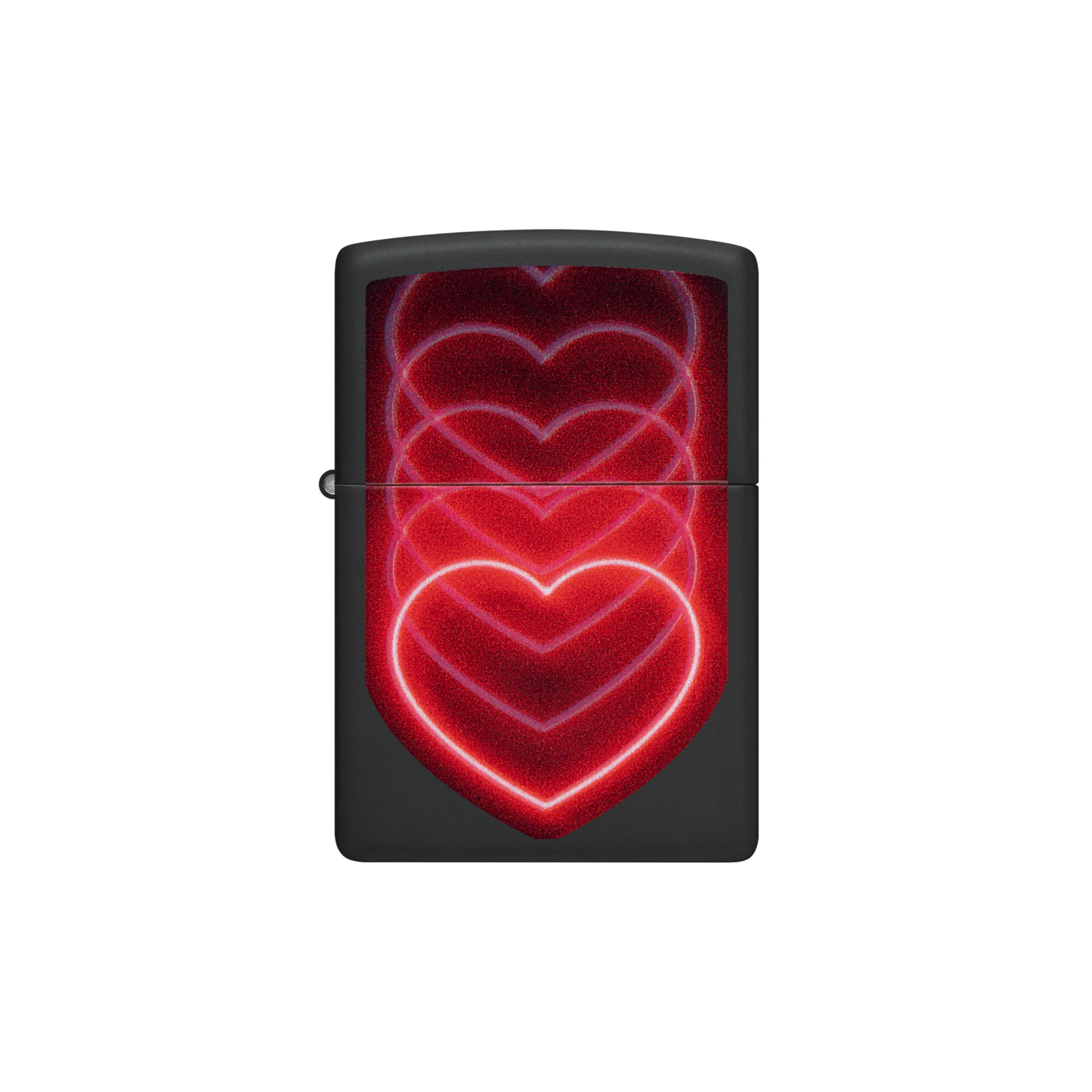 Accendino Zippo Hearts in metallo a benzina - ricaricabile - antivento - cuore luminoso