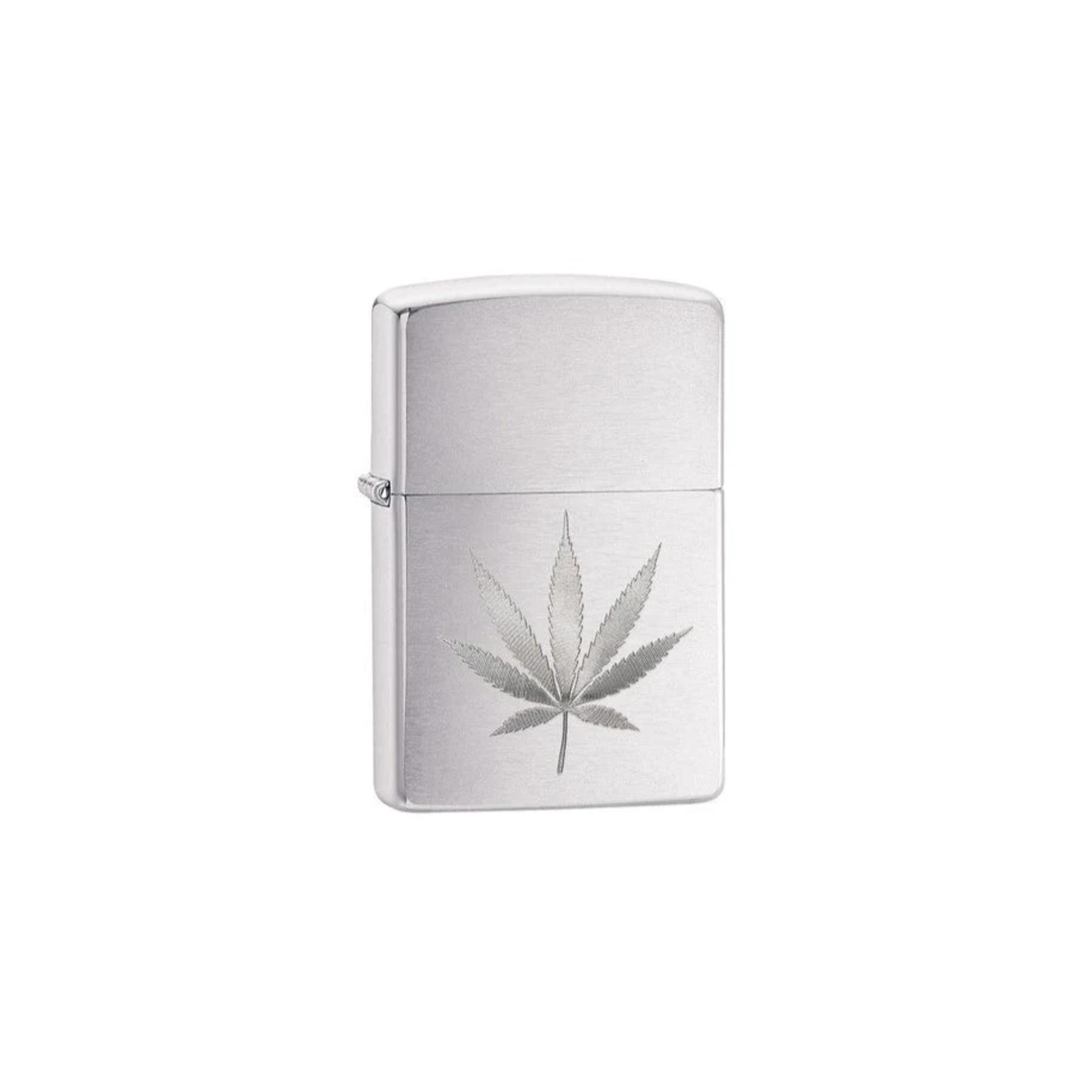 Accendino Zippo Chrome Leaf Design in metallo a benzina - ricaricabile - antivento -foglia di marijuana