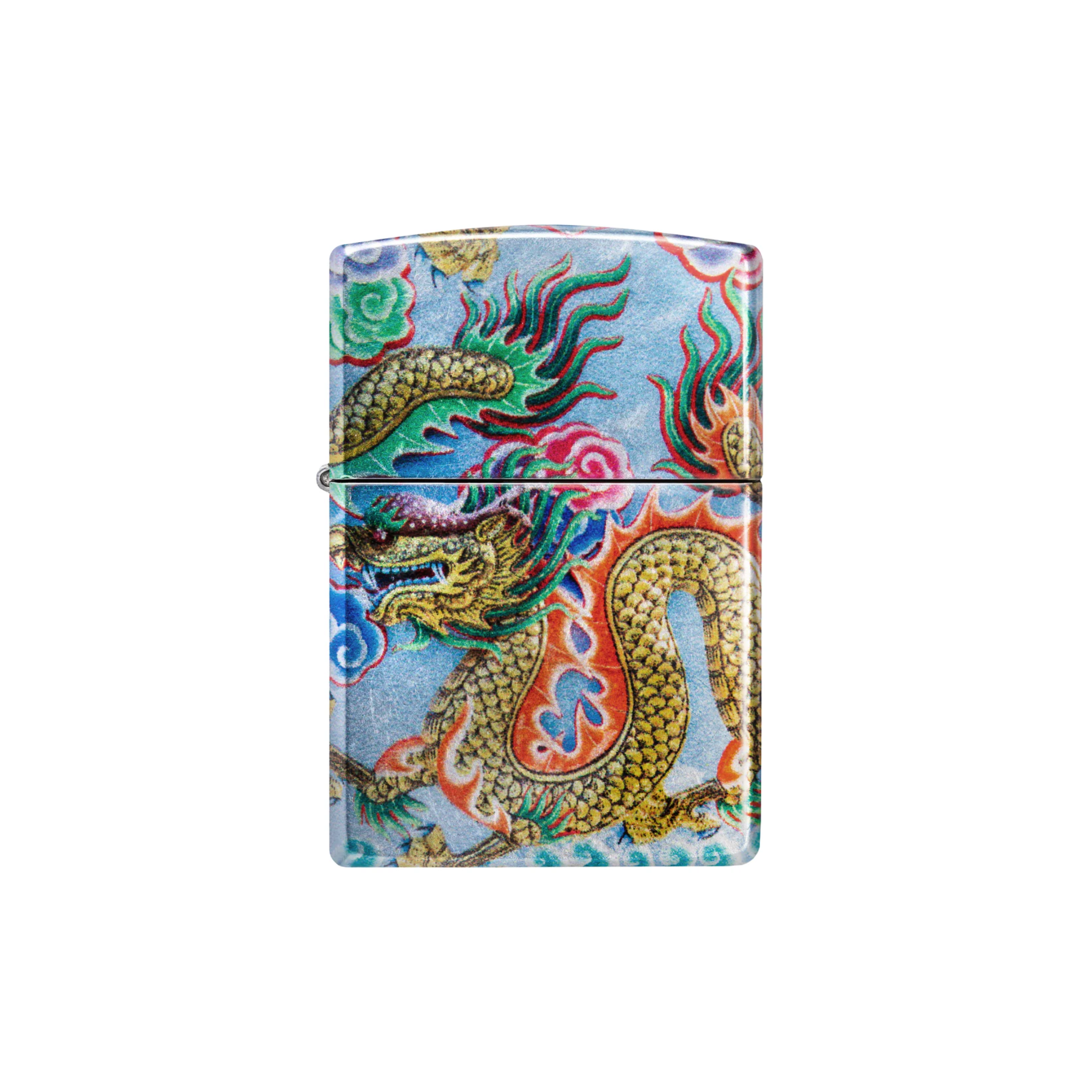 Accendino Zippo Dragon in metallo a benzina - ricaricabile - antivento - drago