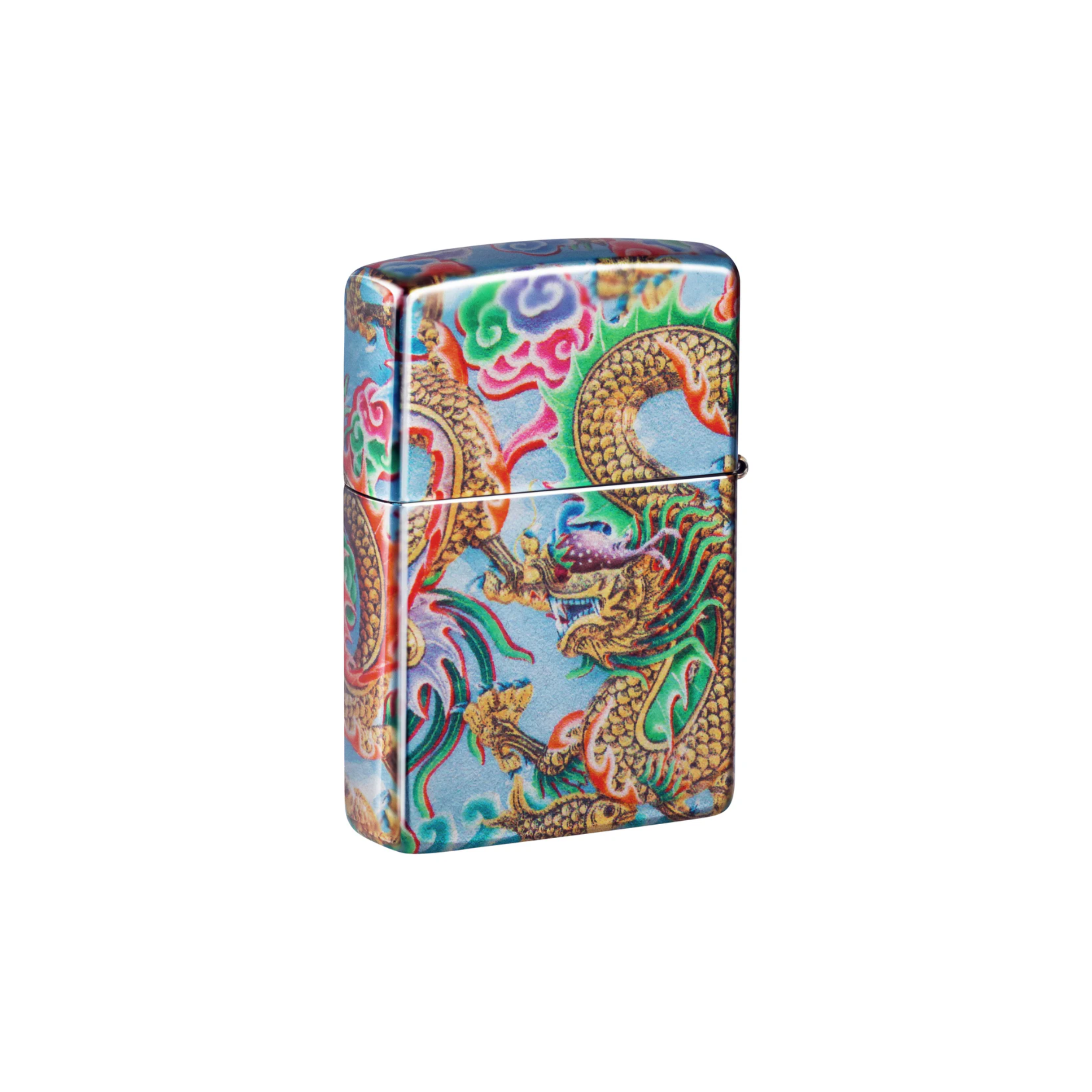 Accendino Zippo Dragon in metallo a benzina - ricaricabile - antivento - drago