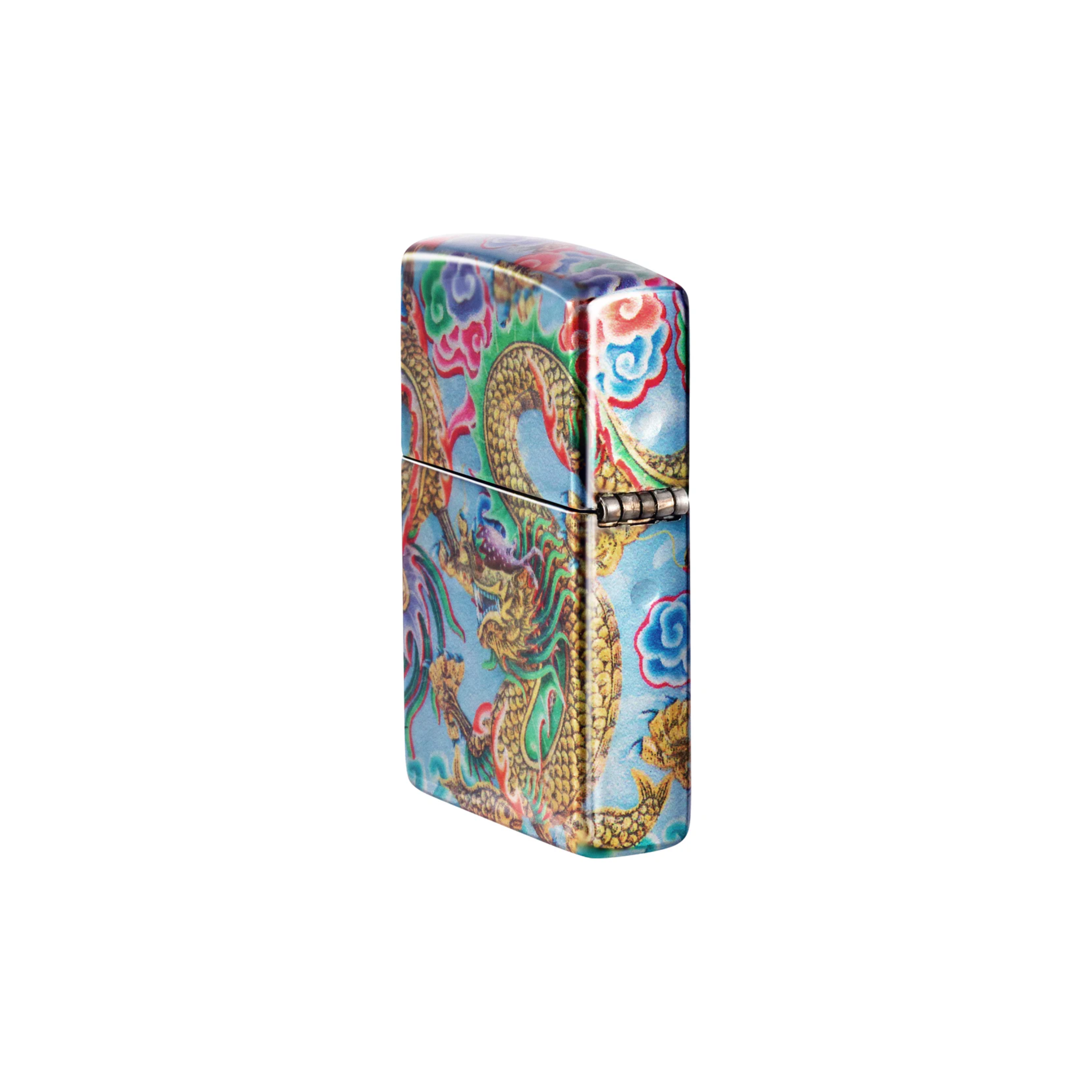 Accendino Zippo Dragon in metallo a benzina - ricaricabile - antivento - drago
