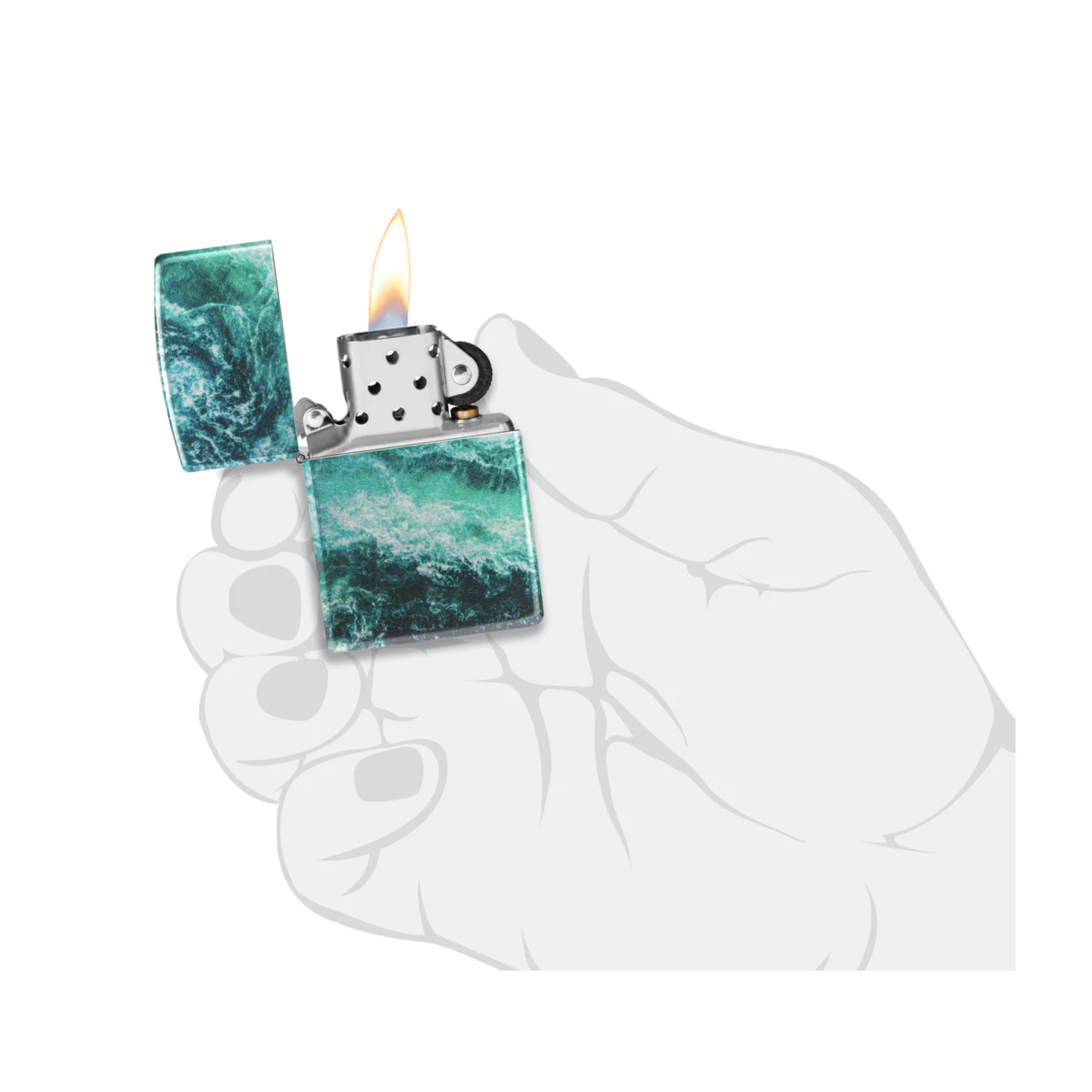 Accendino Zippo Rogue Wave in metallo a benzina - ricaricabile - antivento - ipnotizzante