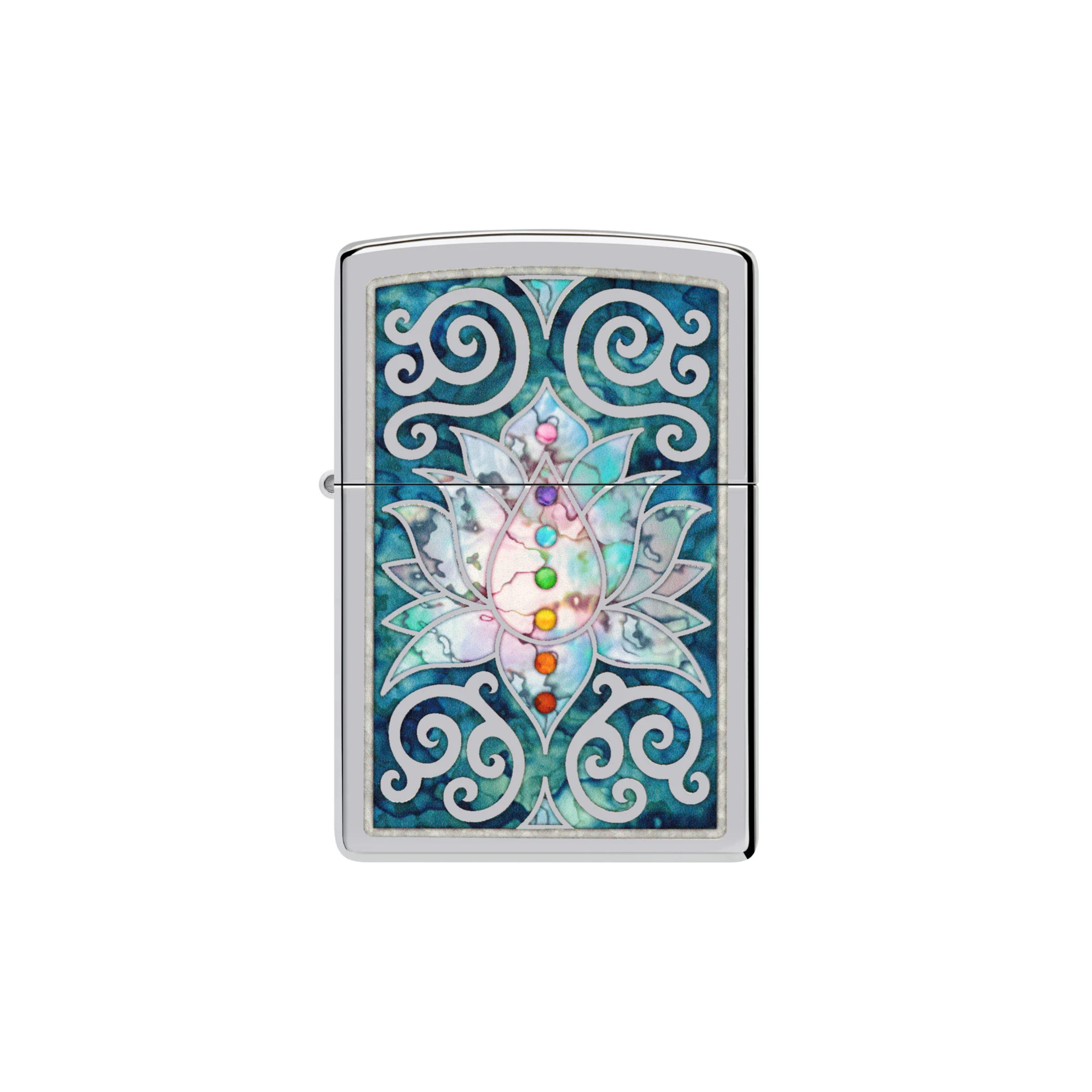 Accendino ZIppo Lotus Flower in metallo a benzina - ricaricabile - antivento - fiore di loto