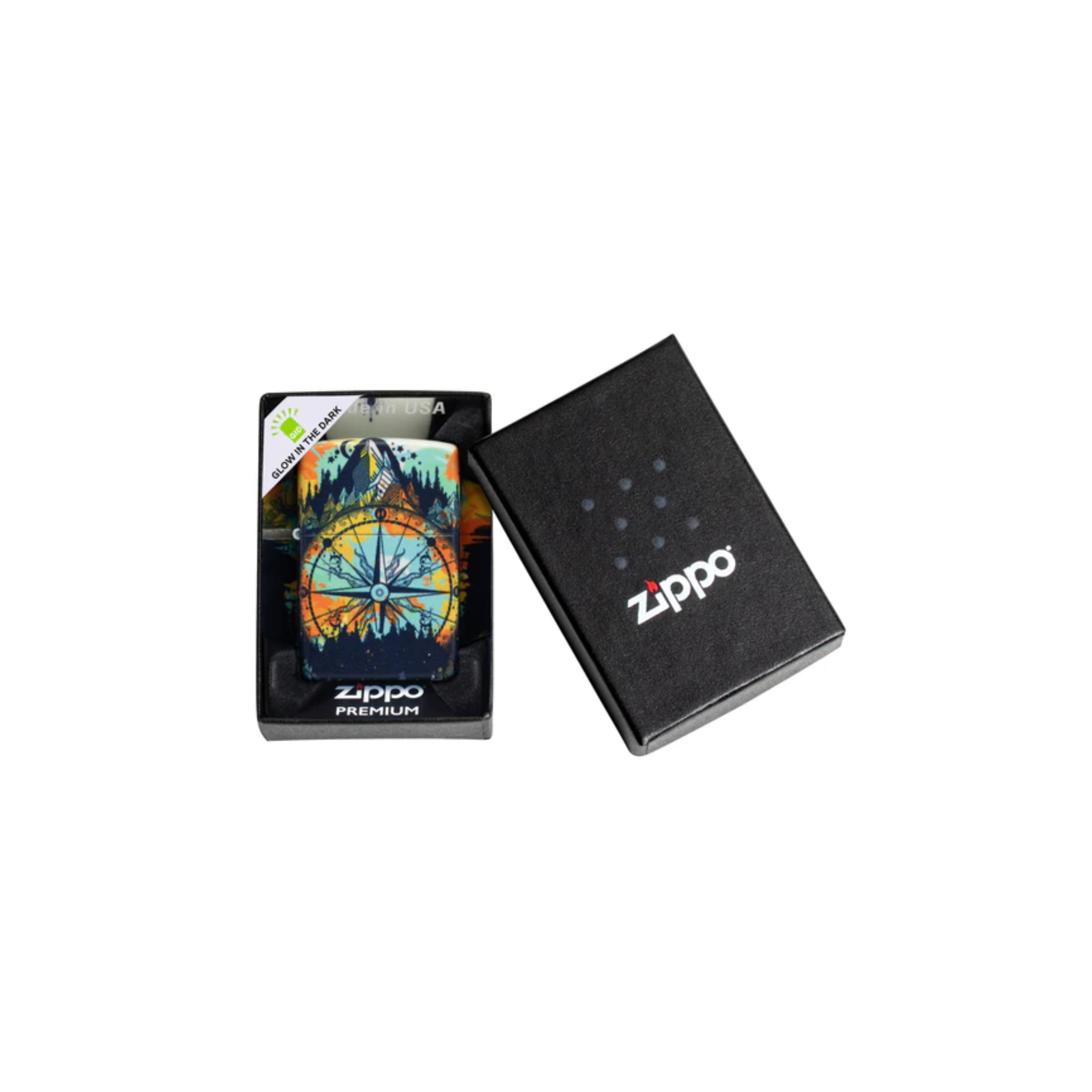 Accendino Zippo Compass in metallo a benzina - ricaricabile - antivento - bussola