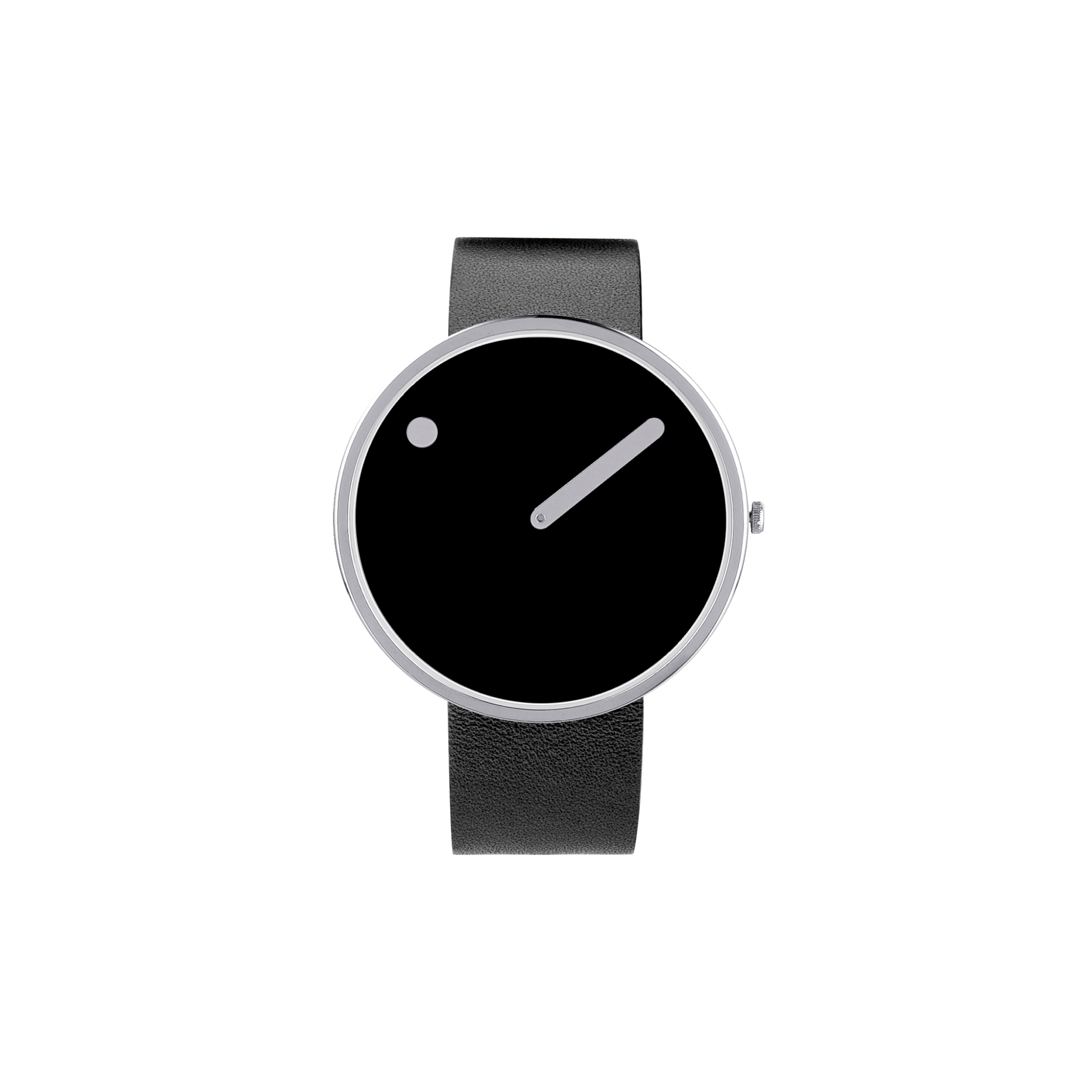 Orologio Picto in acciaio - quadrante nero - cinturino in pelle
