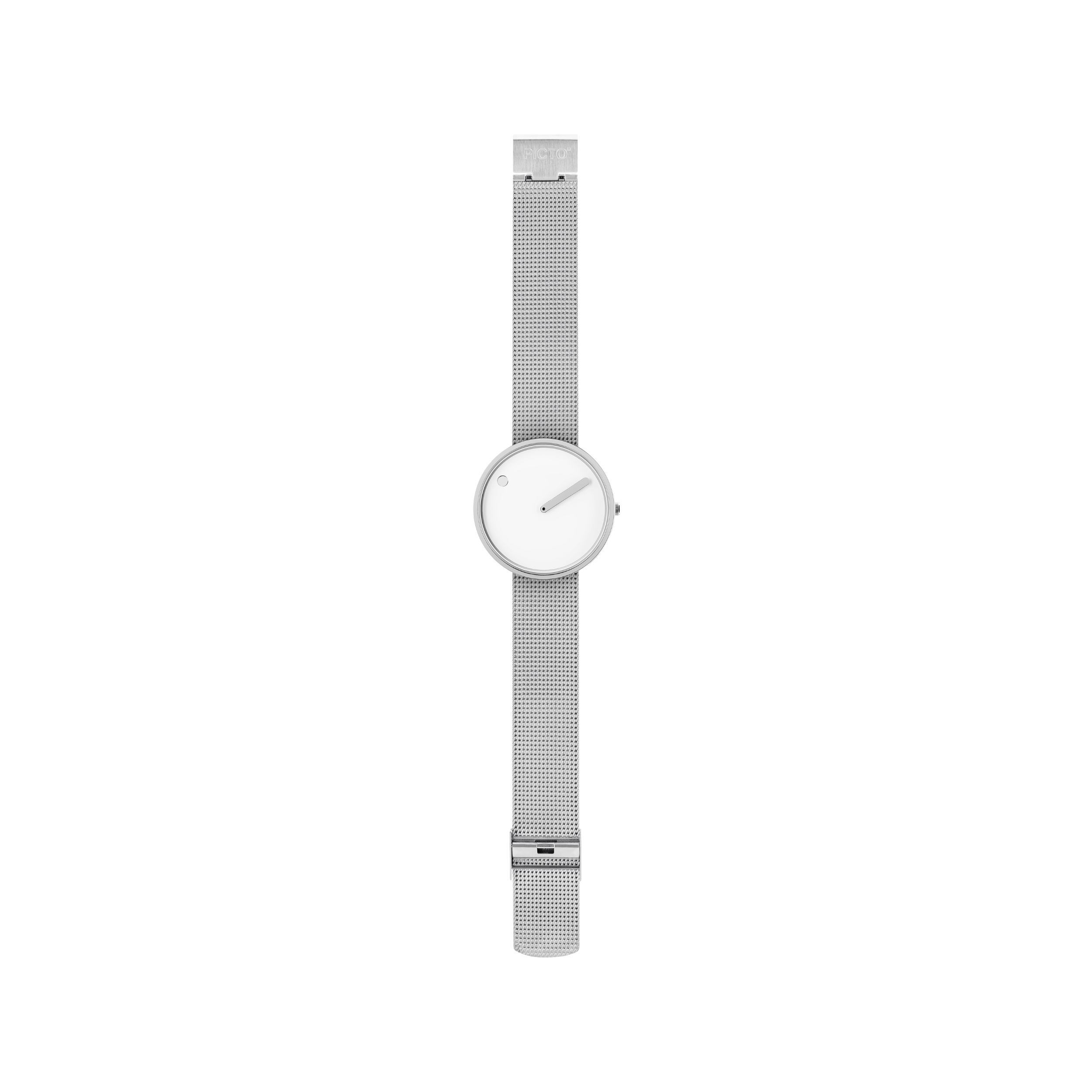 Orologio Picto in acciaio lucido - quadrante bianco - cinturino milanese