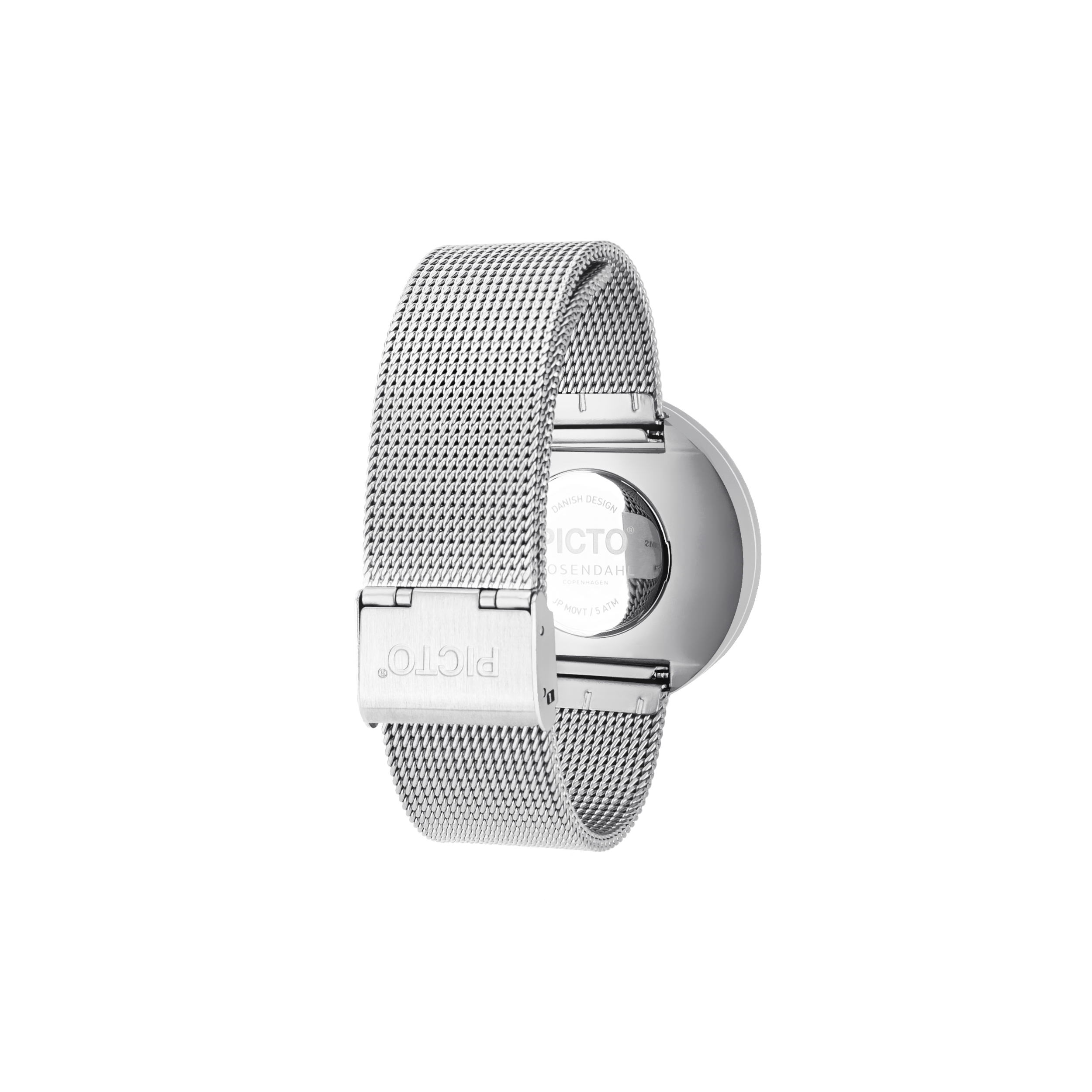 Orologio Picto in acciaio lucido - quadrante bianco - cinturino milanese