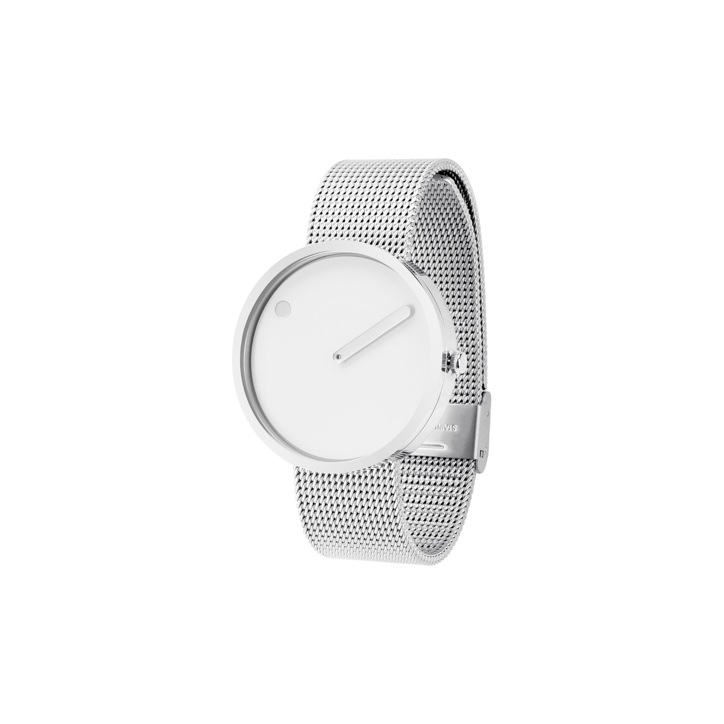Orologio Picto in acciaio lucido - quadrante bianco - cinturino milanese