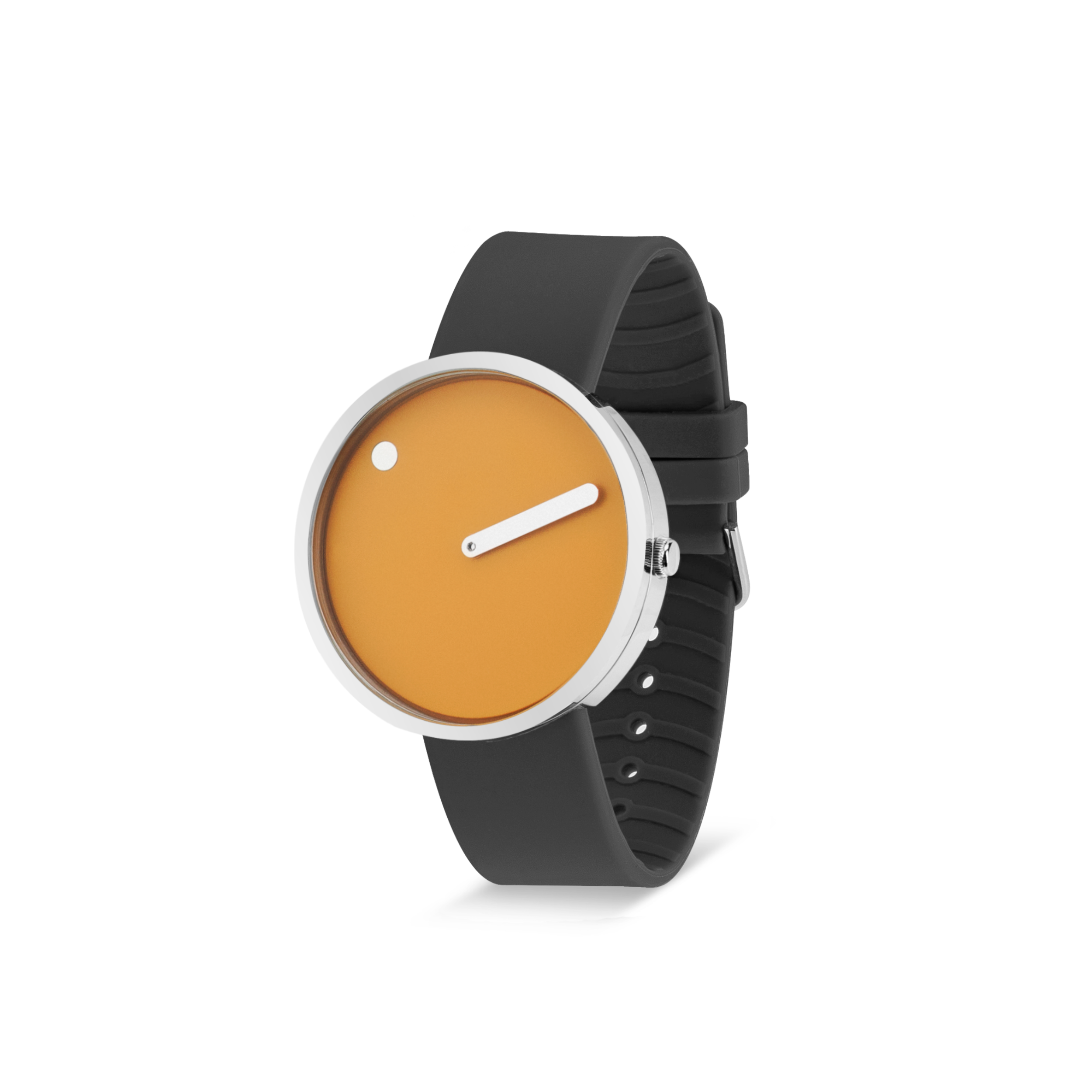 Orologio Picto in acciaio - quadrante senape - cinturino in silicone grigio
