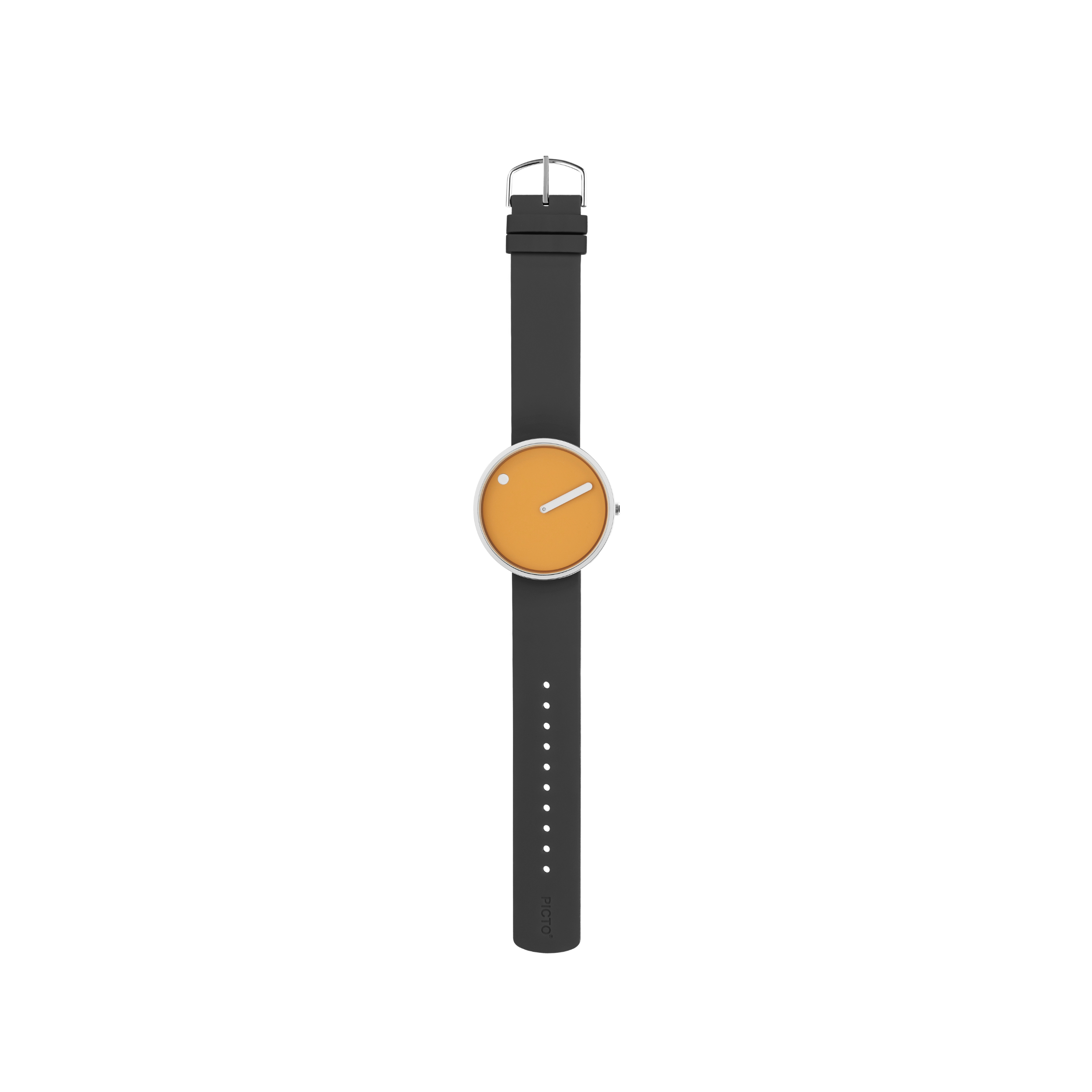 Orologio Picto in acciaio - quadrante senape - cinturino in silicone grigio