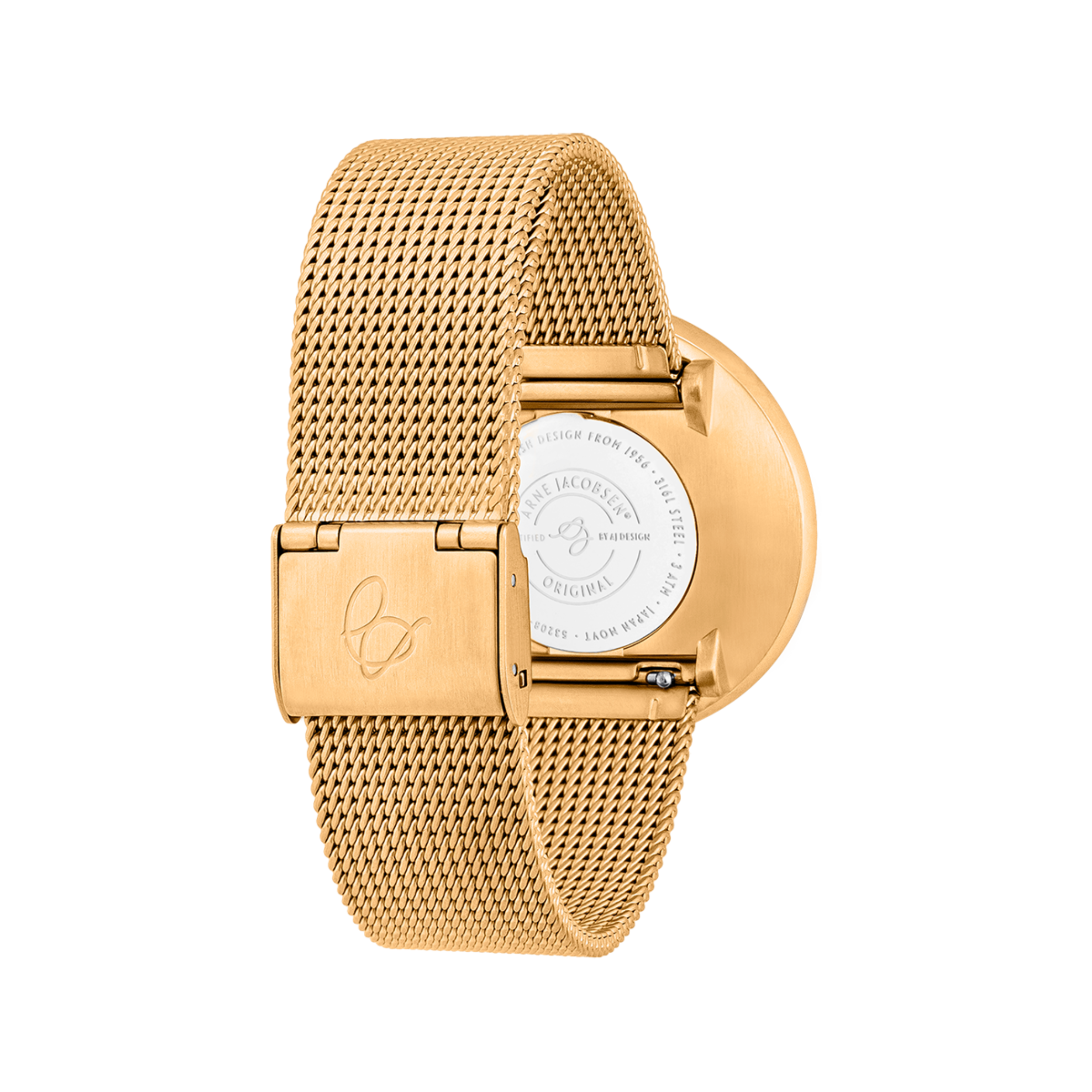 Orologio Municipio Evergreen 40 mm da polso Arne Jacobsen 40 mm con quadrante verde e cinturino in maglia metallica IP oro