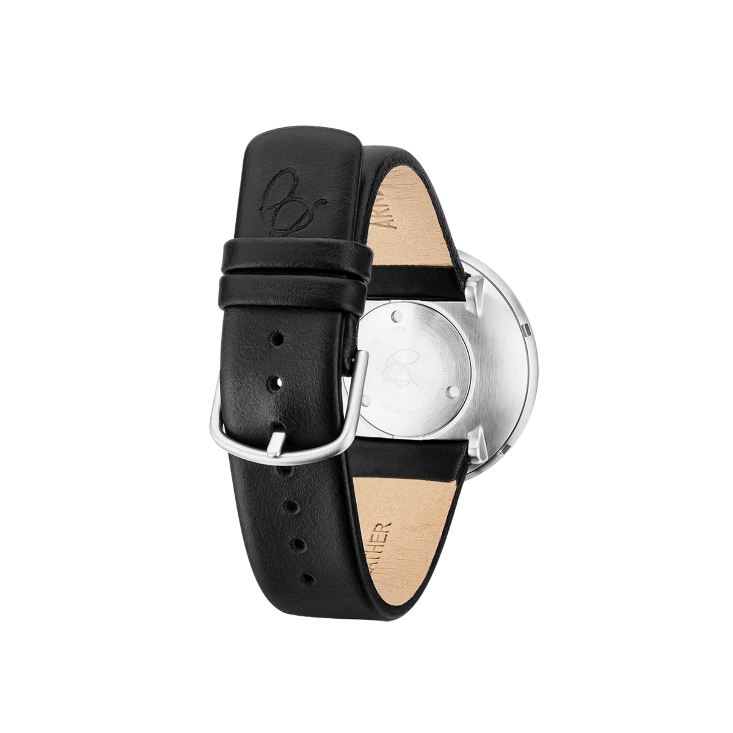 Orologio Bankers Porsgrun Grigio 40 mm da polso Arne Jacobsen Bankers con cinturino in pelle di vitello nera da 20 mm con fibbia in acciaio spazzolato.