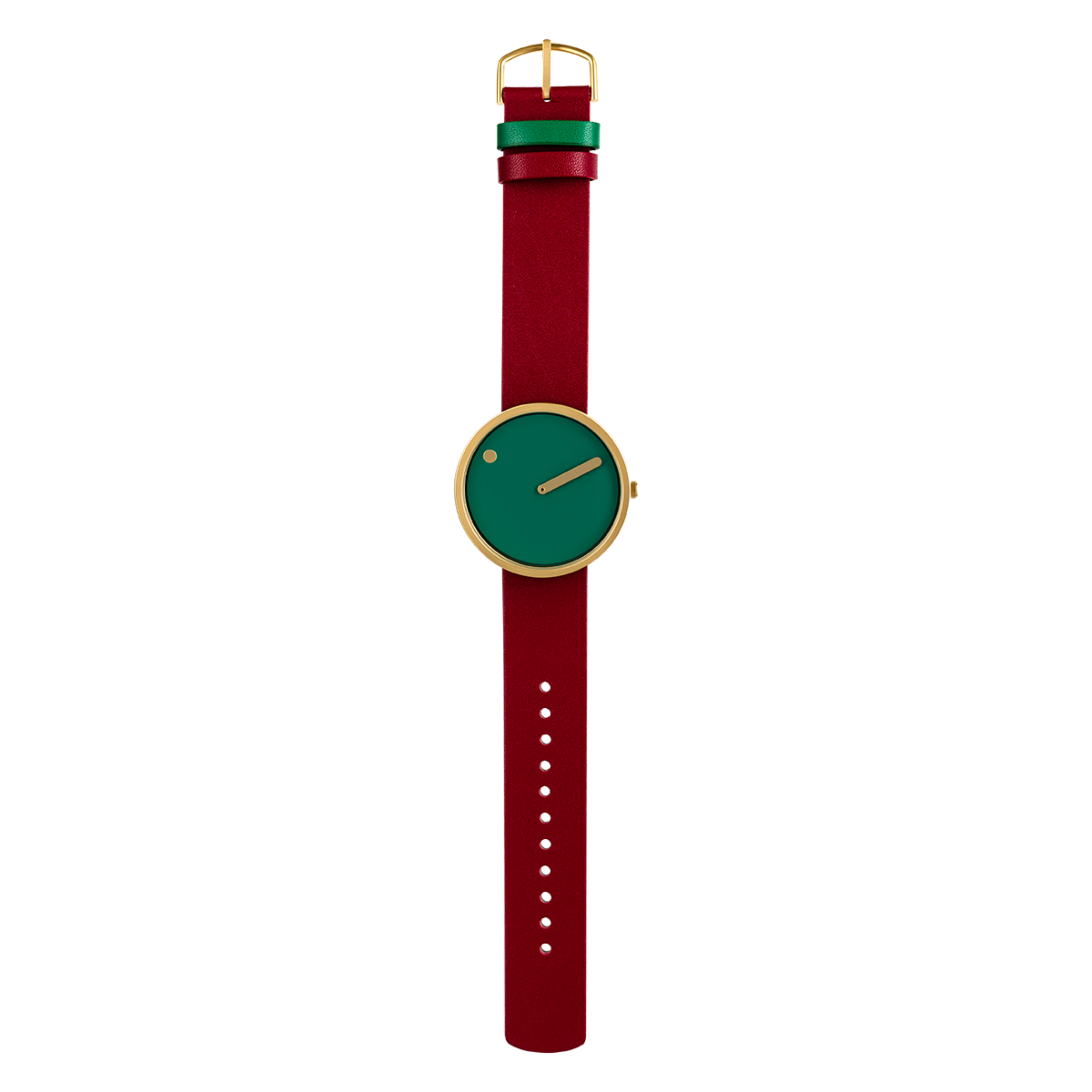 Orologio Picto da polso PICTO con quadrante 40mm girevole e cinturino in pelle rosso bordeaux con fibbia in oro opaco.