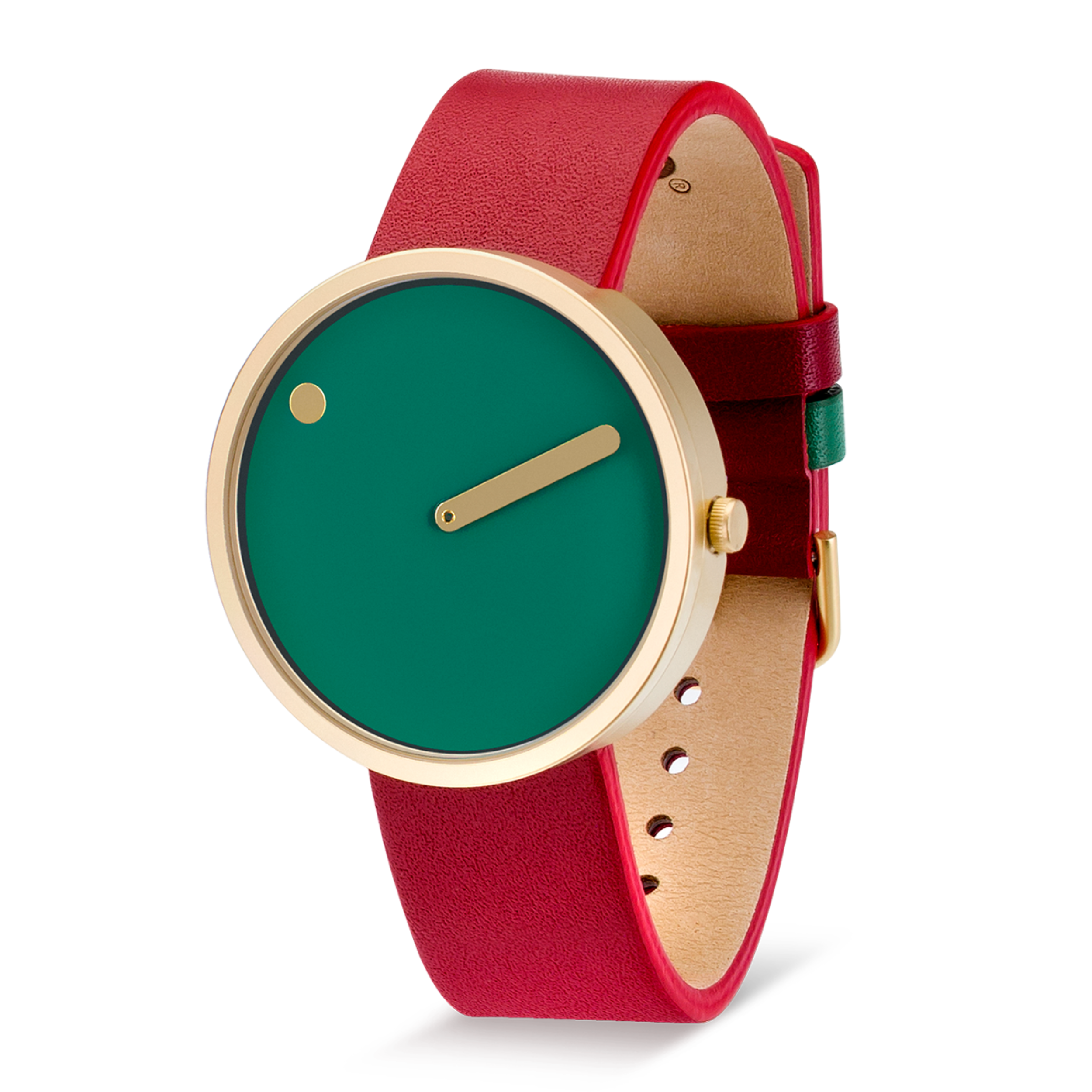 Orologio Picto da polso PICTO con quadrante 40mm girevole e cinturino in pelle rosso bordeaux con fibbia in oro opaco.
