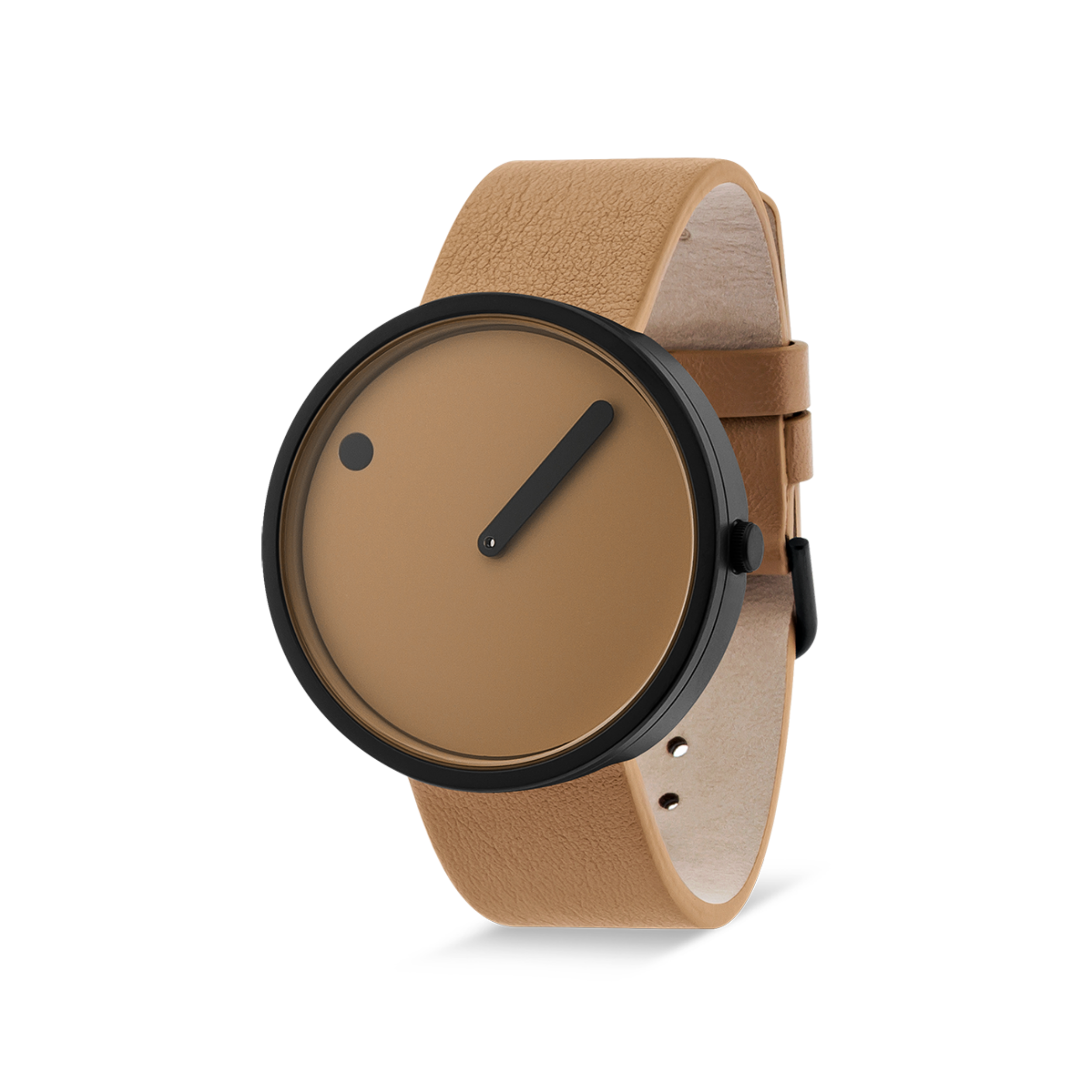 Orologio PICTO da polso con quadrante 40 mm girevole e cinturino in pelle marrone Cappuccino