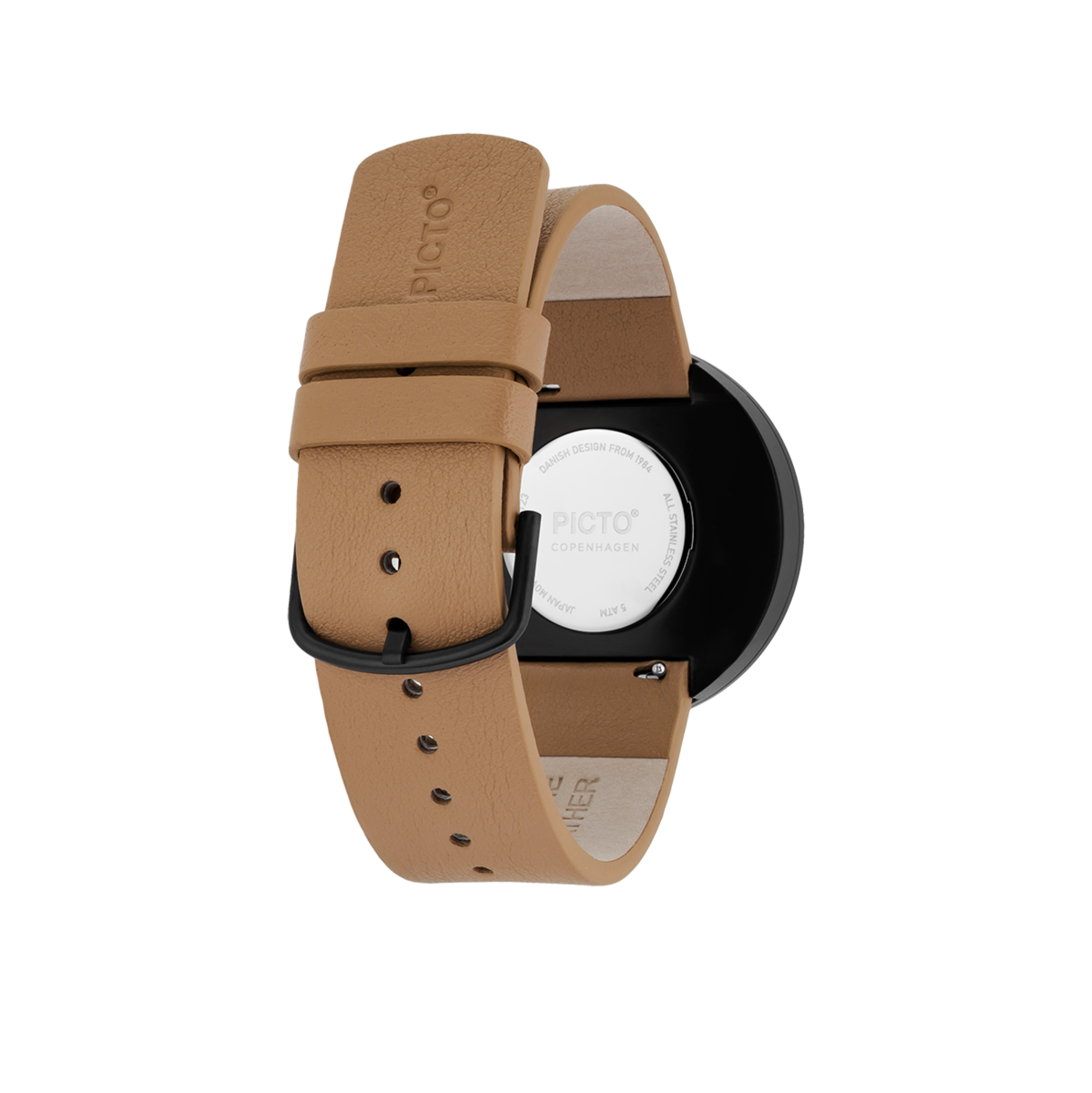 Orologio PICTO da polso con quadrante 40 mm girevole e cinturino in pelle marrone Cappuccino