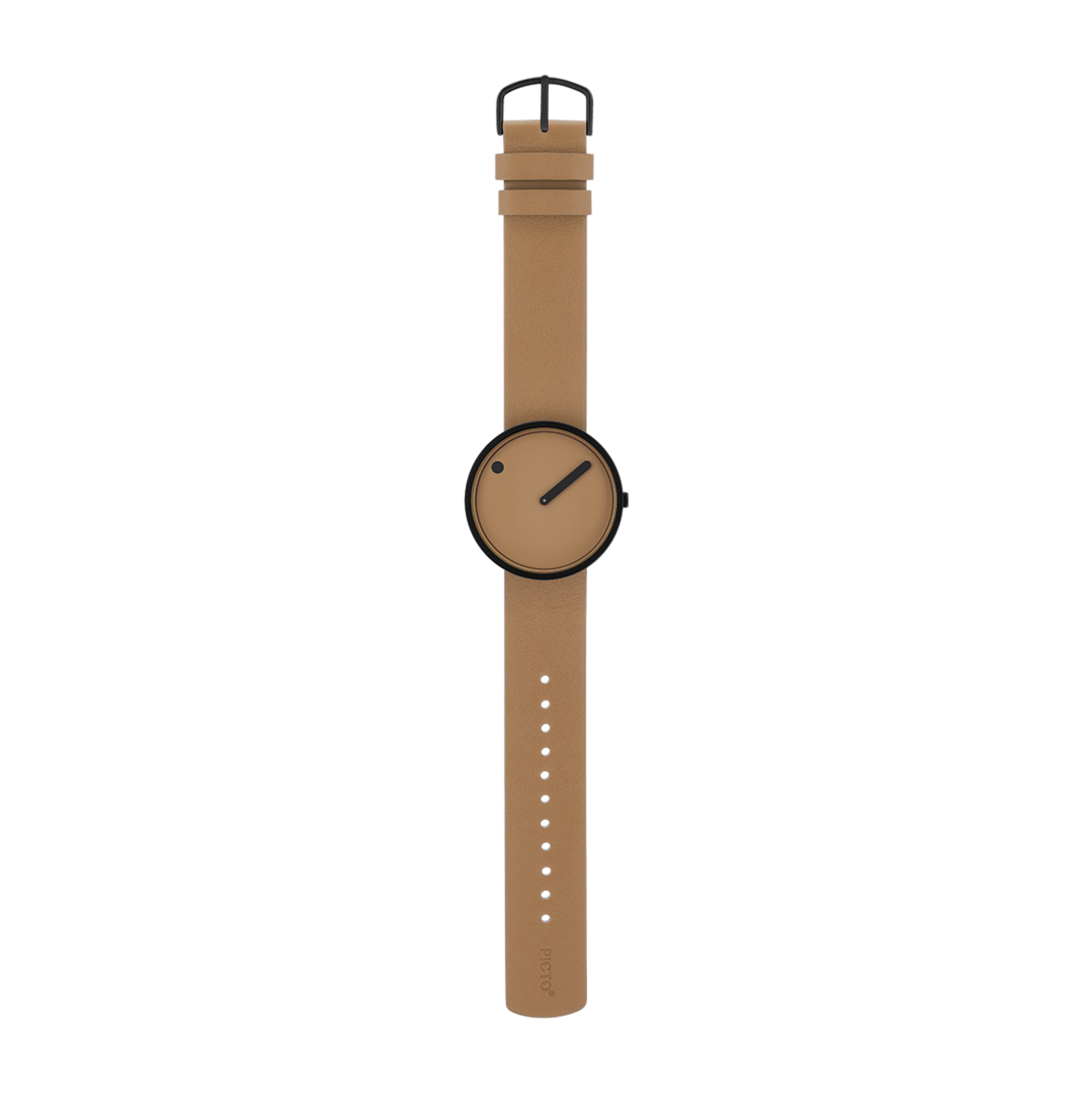 Orologio PICTO da polso con quadrante 40 mm girevole e cinturino in pelle marrone Cappuccino