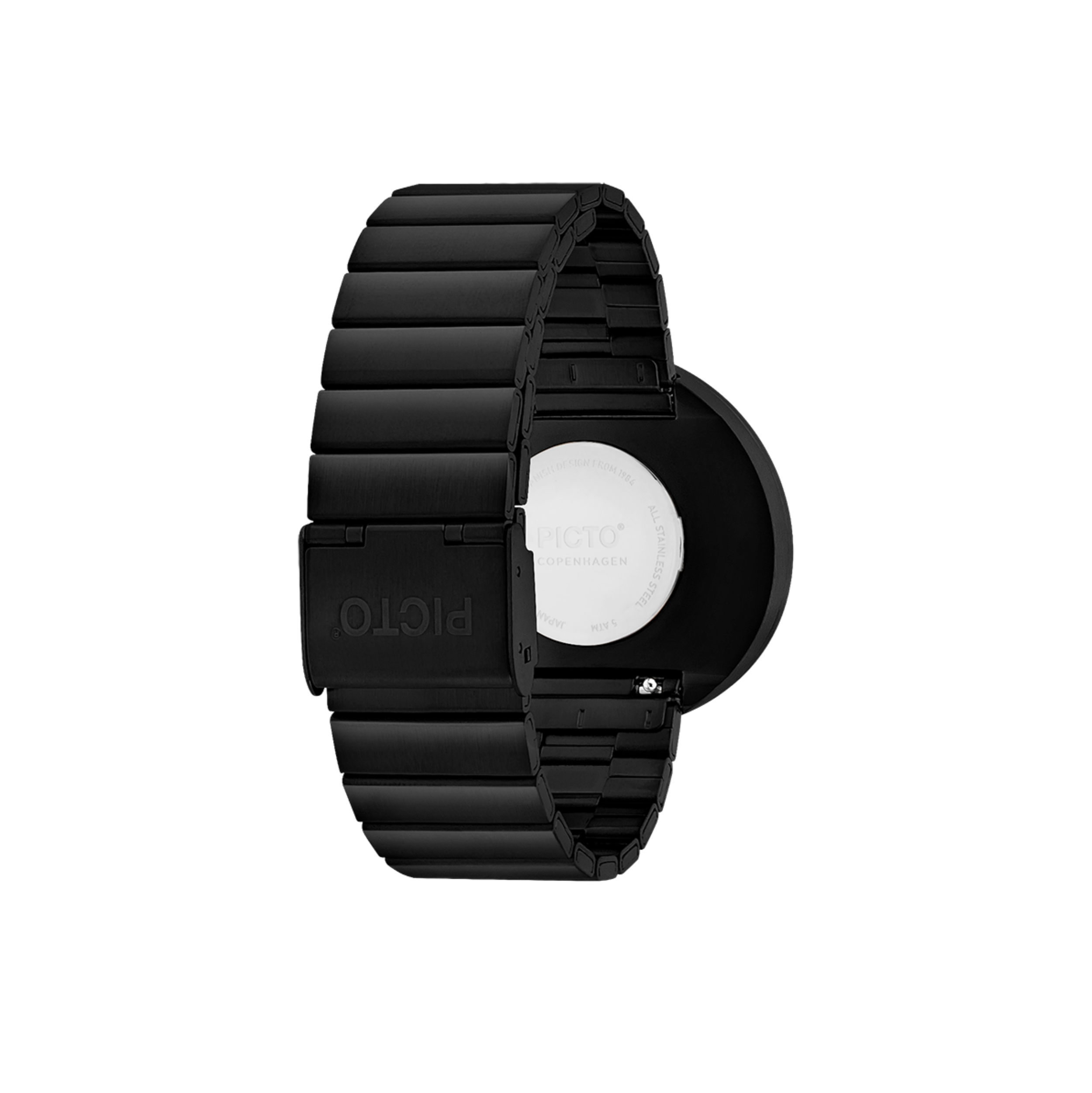Orologio PICTO da polso con quadrante 40 mm girevole e bracciale in acciaio nero.