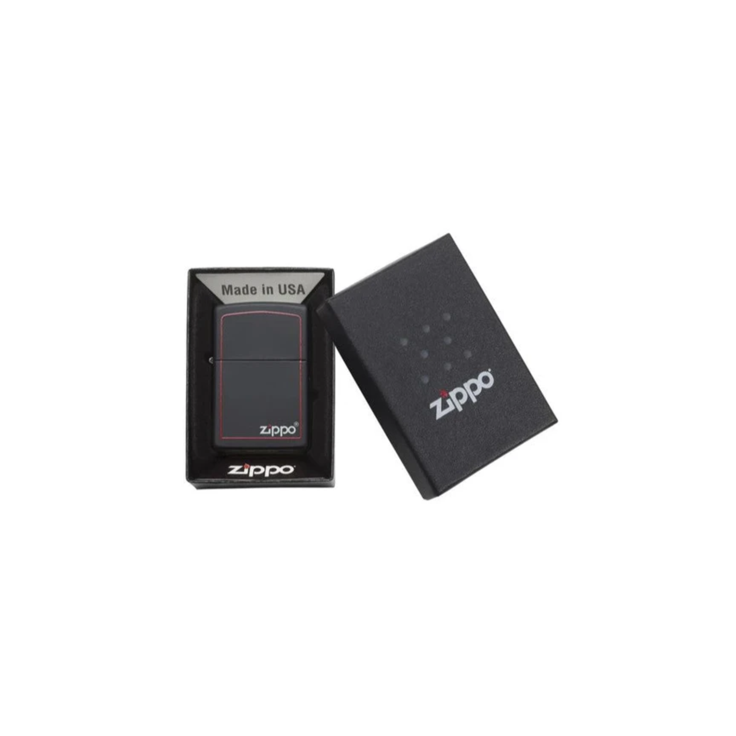 Accendino Zippo Classic Black and Red adornato con logo Zippo in metallo - ricaricabile - antivento - rigo rosso