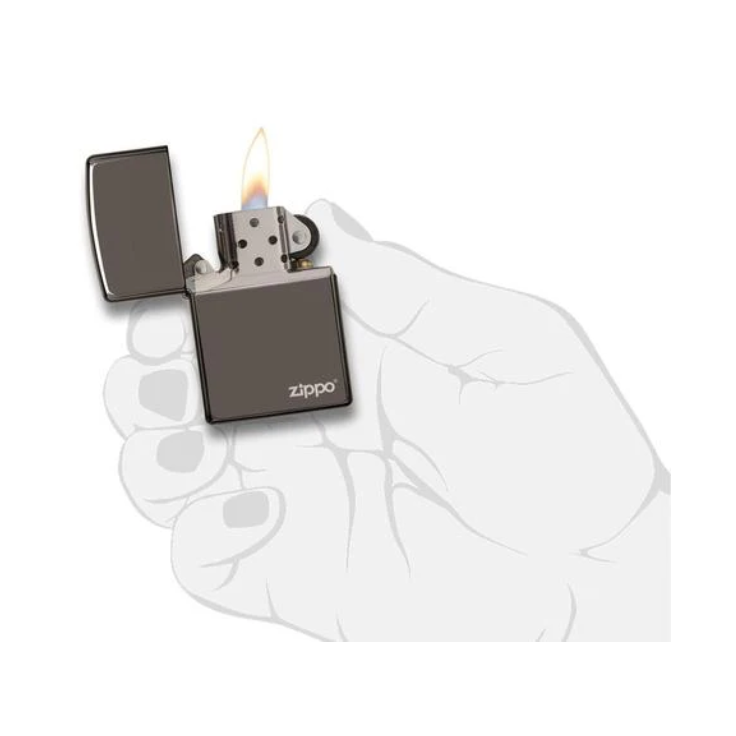 Accendino Zippo Black Ice®con logo Zippo in mettallo a benzina - ricaricabile - antivento