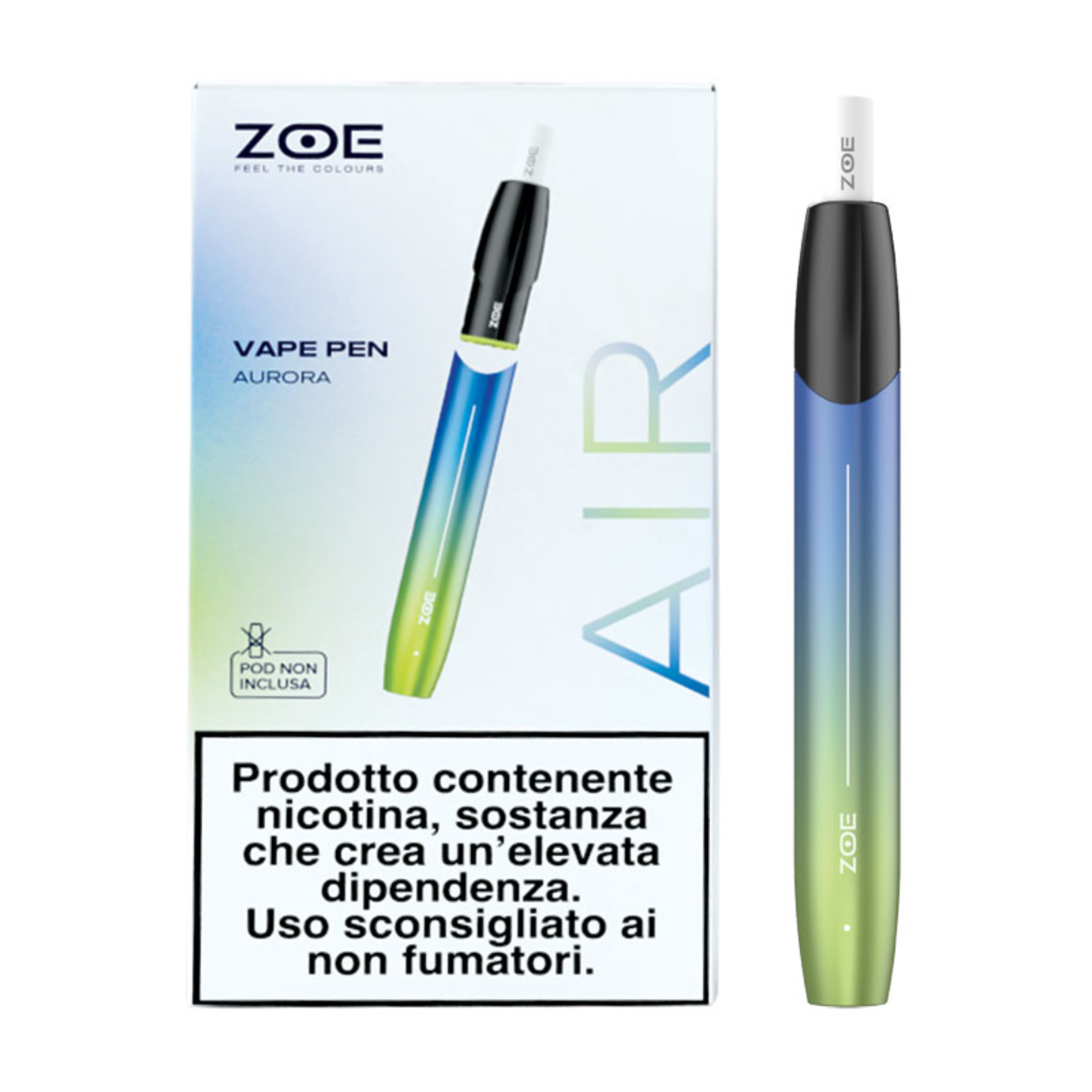Zoe Air - sigaretta elettronica con sistema Pod Mod - attivazione automatica senza alcun tasto di accensione