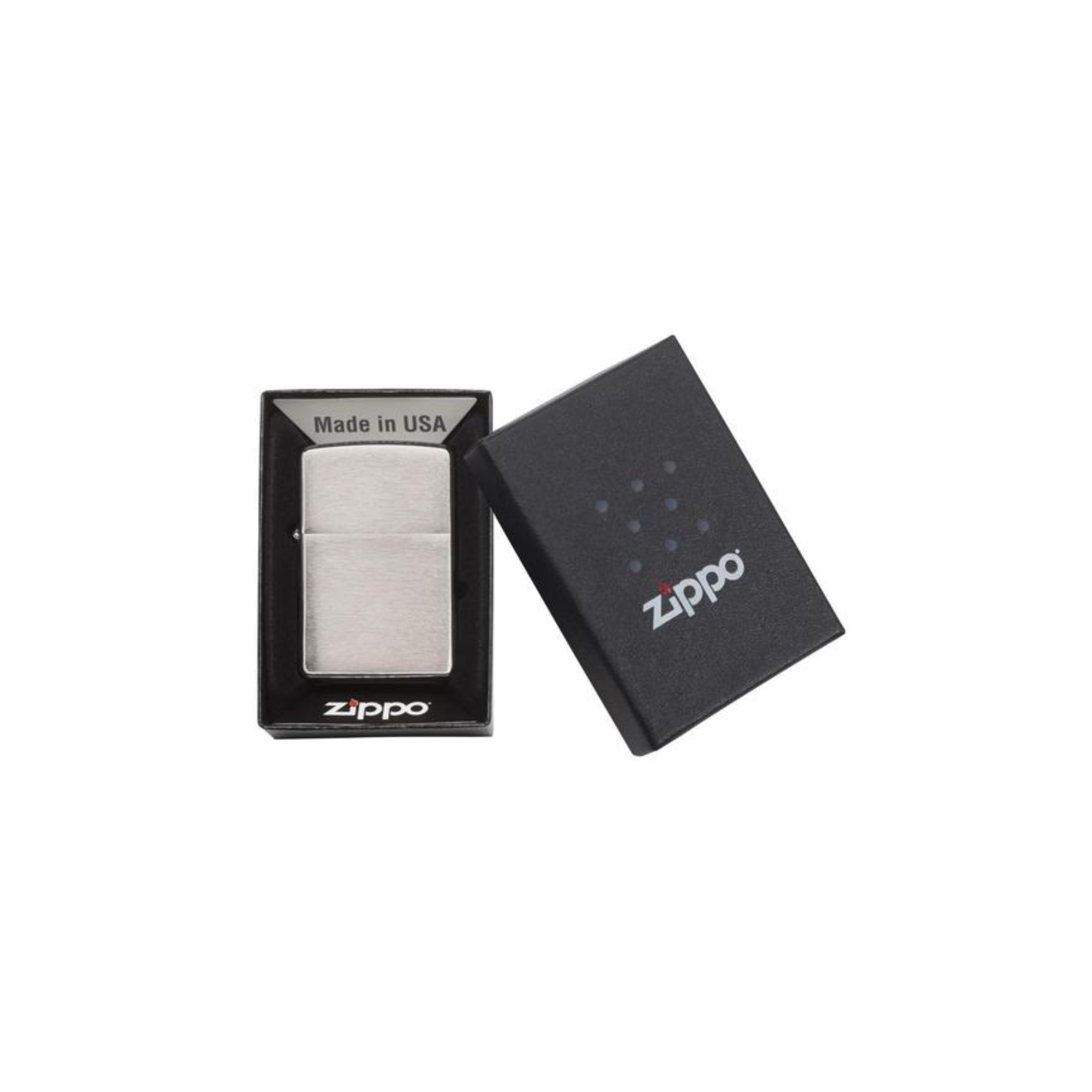 Accendino Zippo Brushed Chrome in metallo a benzina - ricaricabile - antivento
