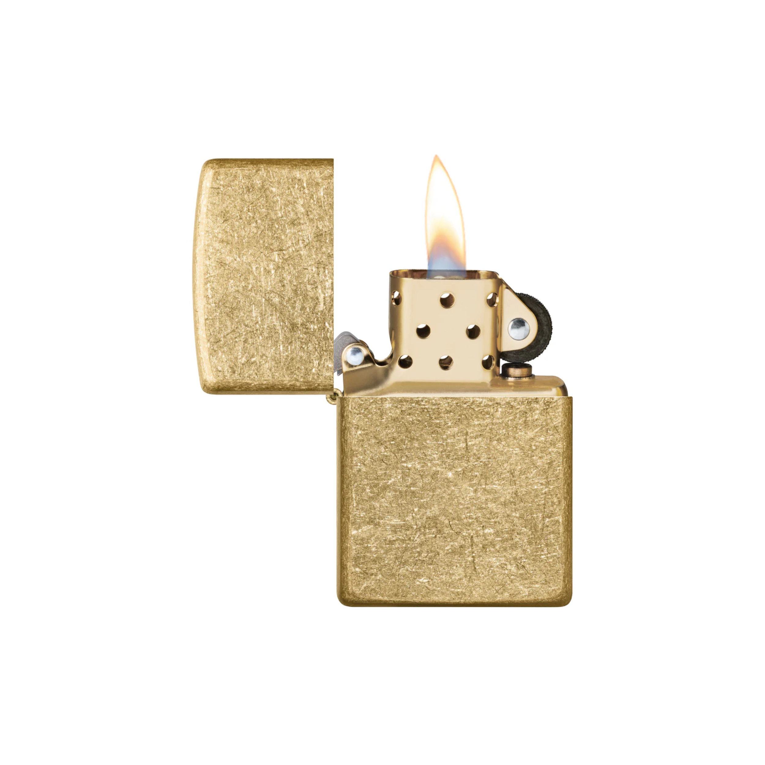 Accendino Zippo® Tumbled Brass in ottone color oro a benzina - ricaricabile - antivento