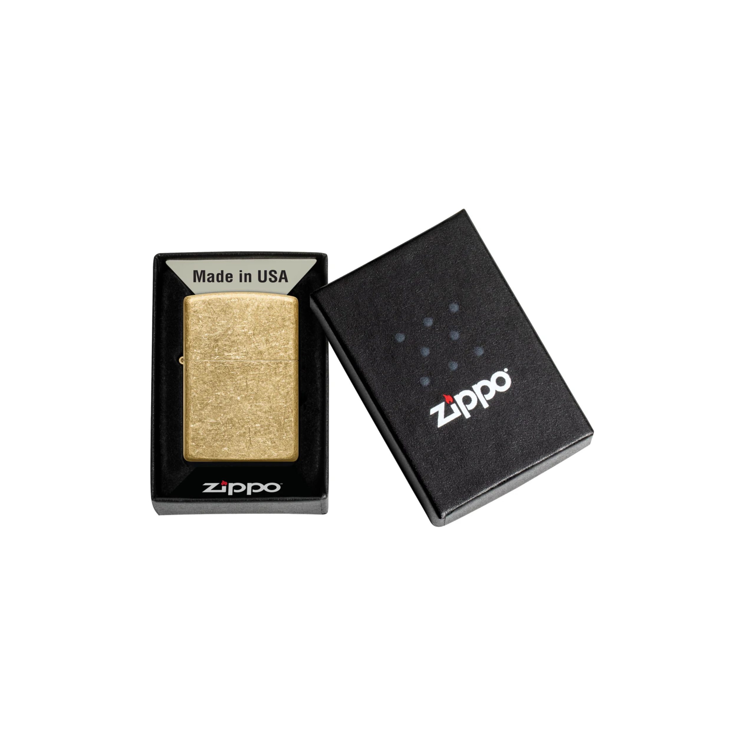 Accendino Zippo® Tumbled Brass in ottone color oro a benzina - ricaricabile - antivento