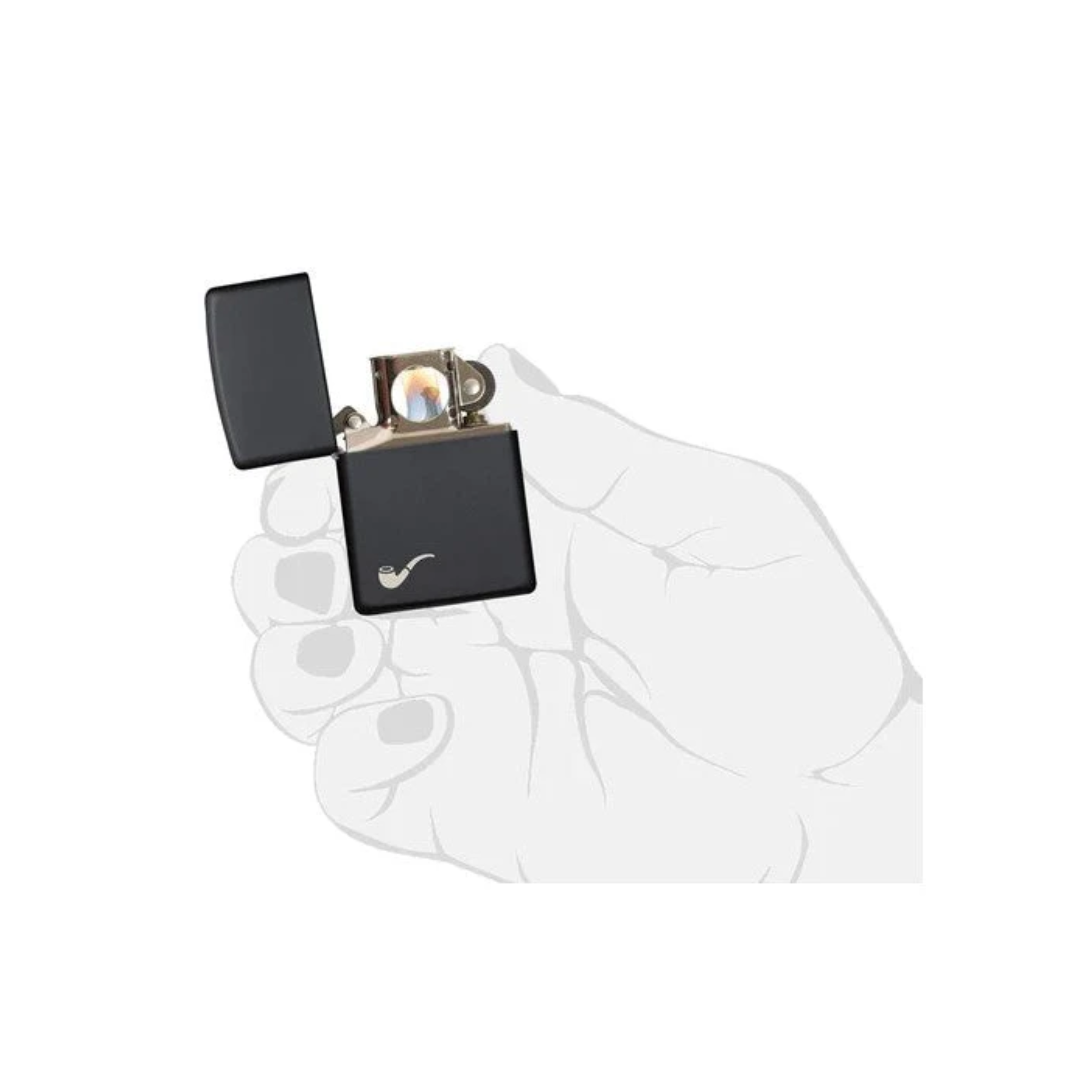 Accendino Zippo Pipe Black Matte per pipa in metallo a benzina - ricaricabile - antivento - pipa