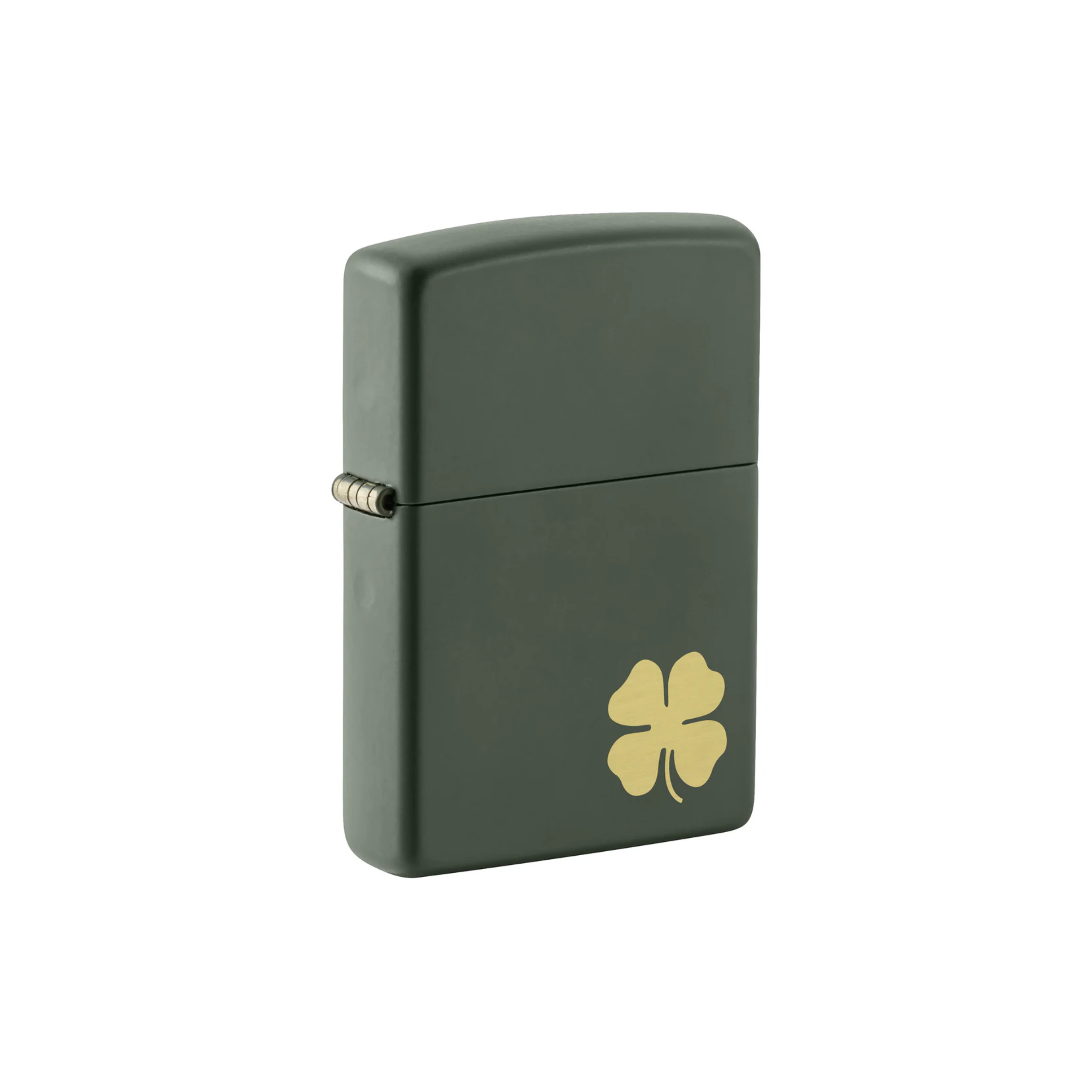 Briquet Zippo Four Leaf en métal à essence - rechargeable - coupe-vent - trèfle à quatre feuilles