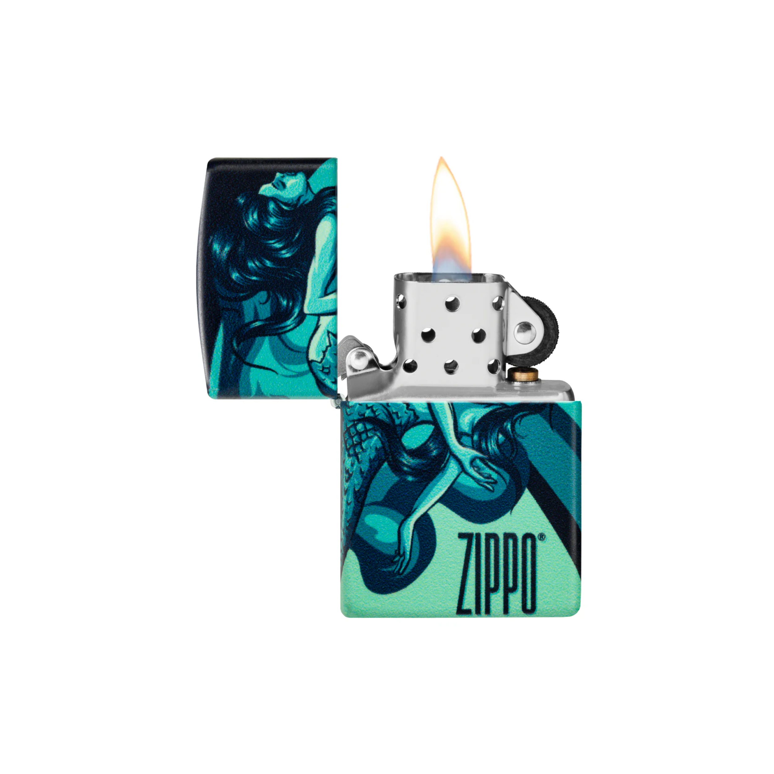 Accendino ZIppo Mermaid Zippo in metallo a benzina - ricaricabile - antivento - sirena