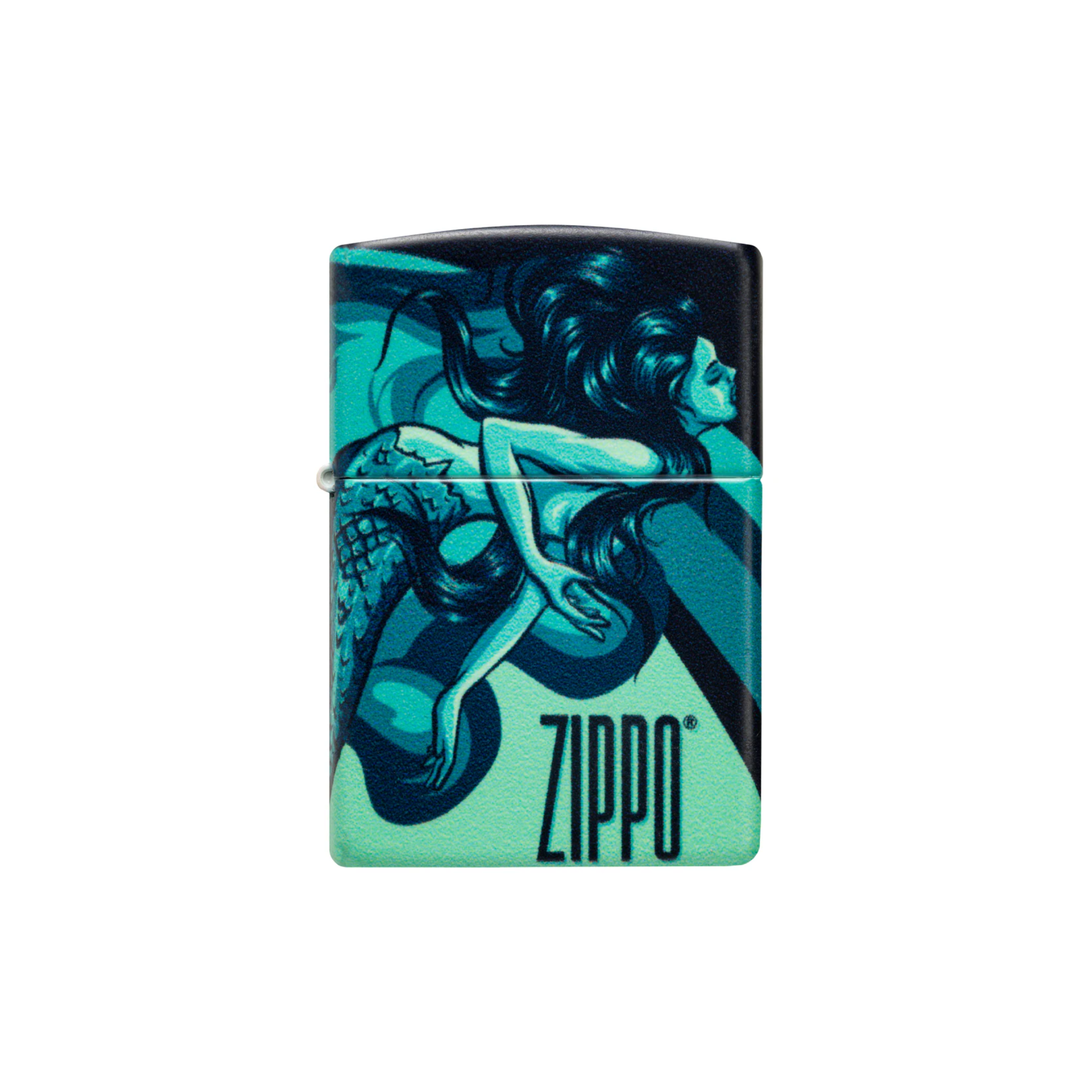 Accendino ZIppo Mermaid Zippo in metallo a benzina - ricaricabile - antivento - sirena