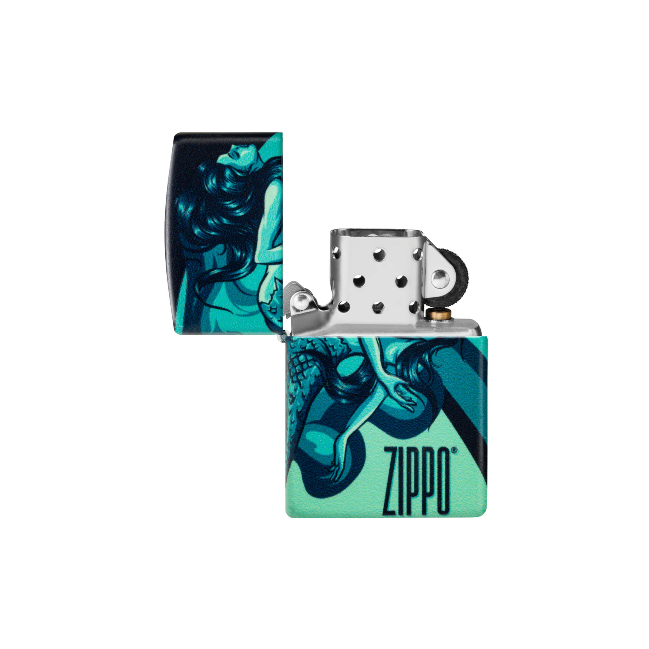 Accendino ZIppo Mermaid Zippo in metallo a benzina - ricaricabile - antivento - sirena