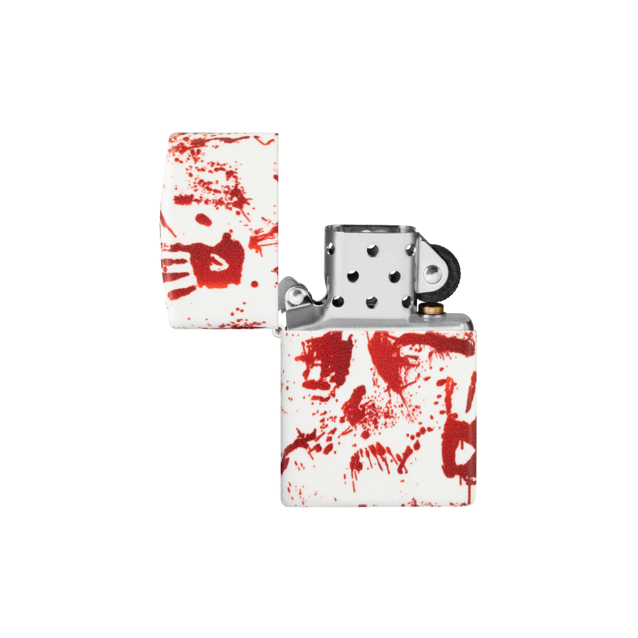 Briquet Zippo Bloody Hand en métal à essence - rechargeable - coupe-vent - mains rouges