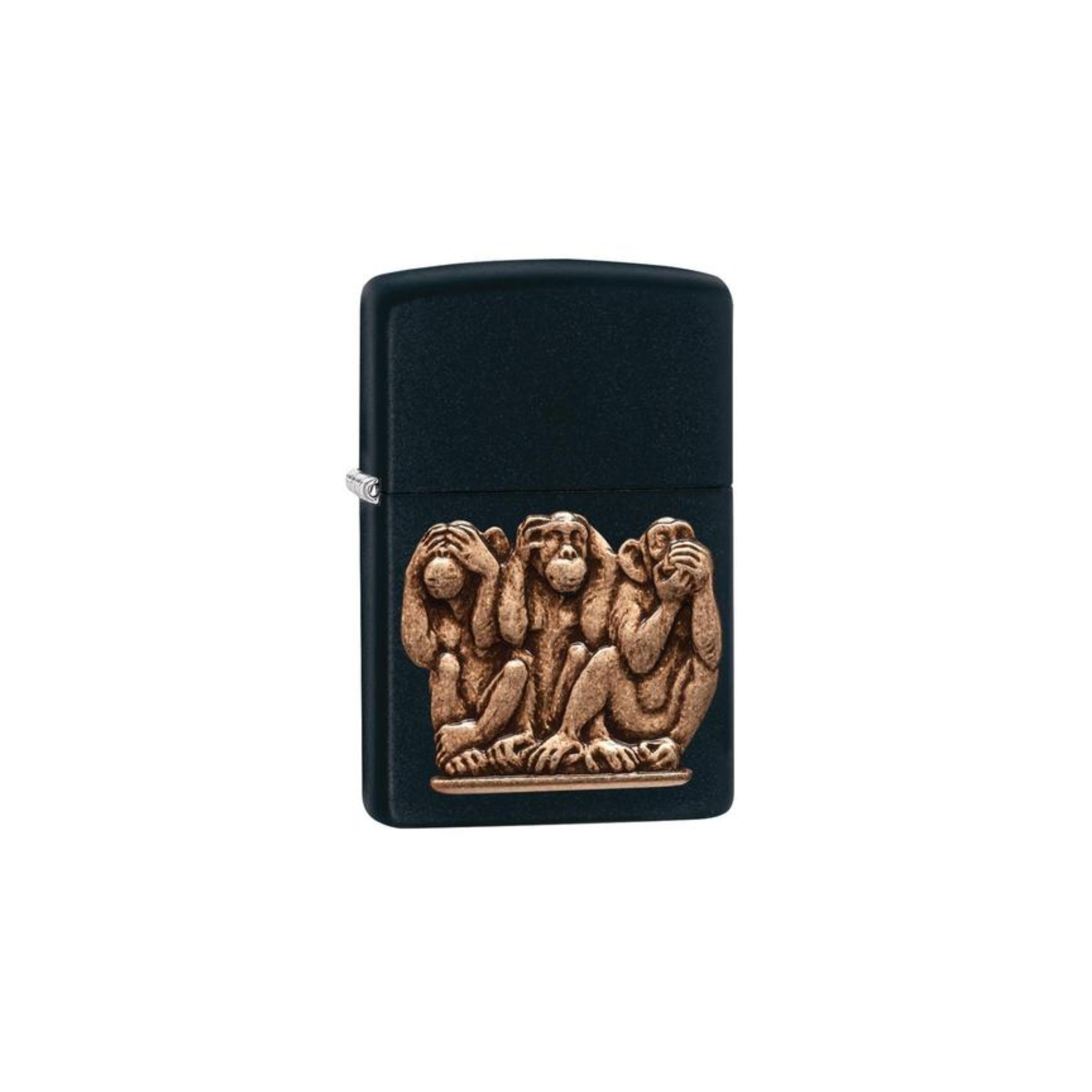 Accendino ZIppo Three Monkeys in metallo a benzina - ricaricabile - antivento - Non vedere, non sentire, non parlare