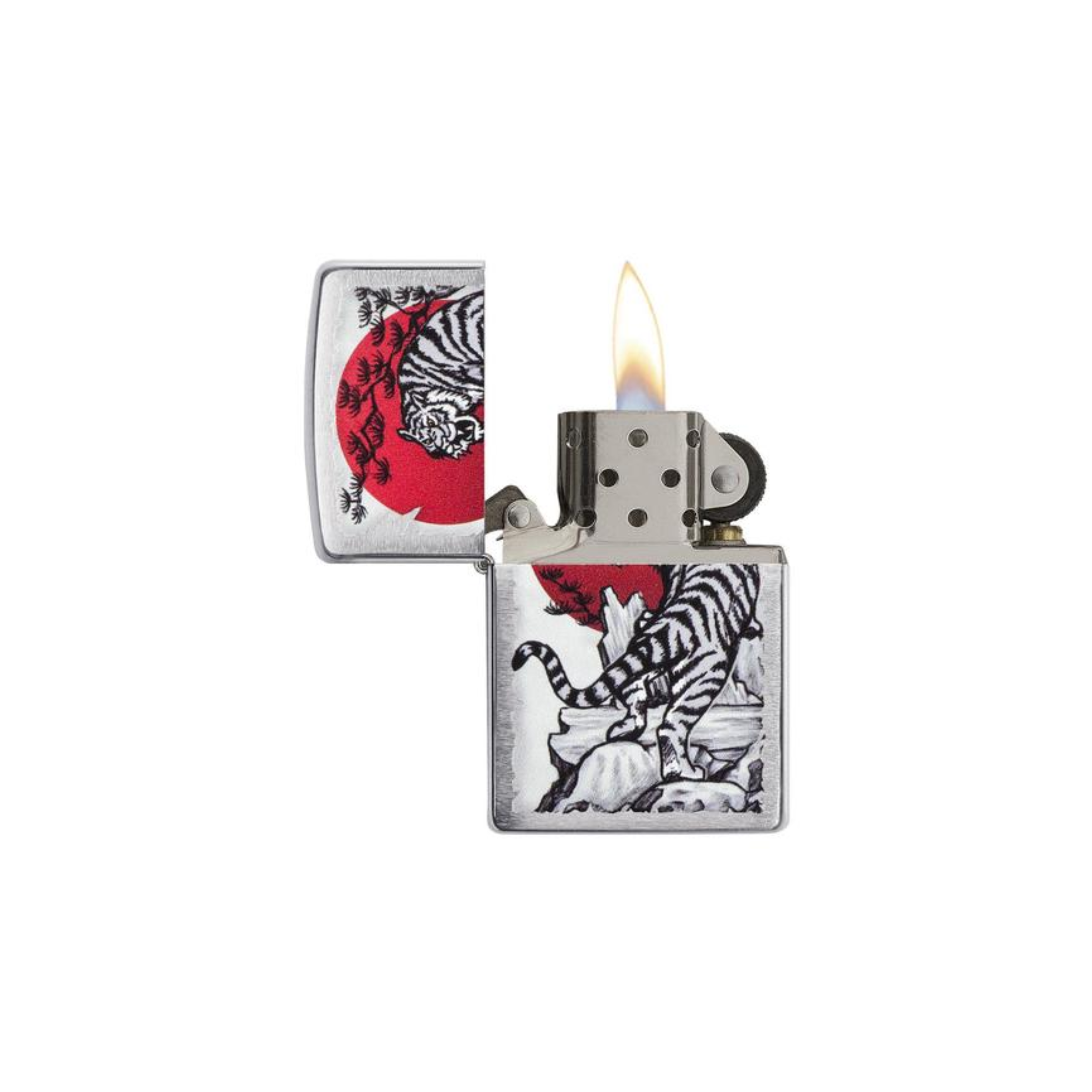 Accendino Zippo Asian Tiger Design in metallo a benzina - ricaricabile - antivento - tigre