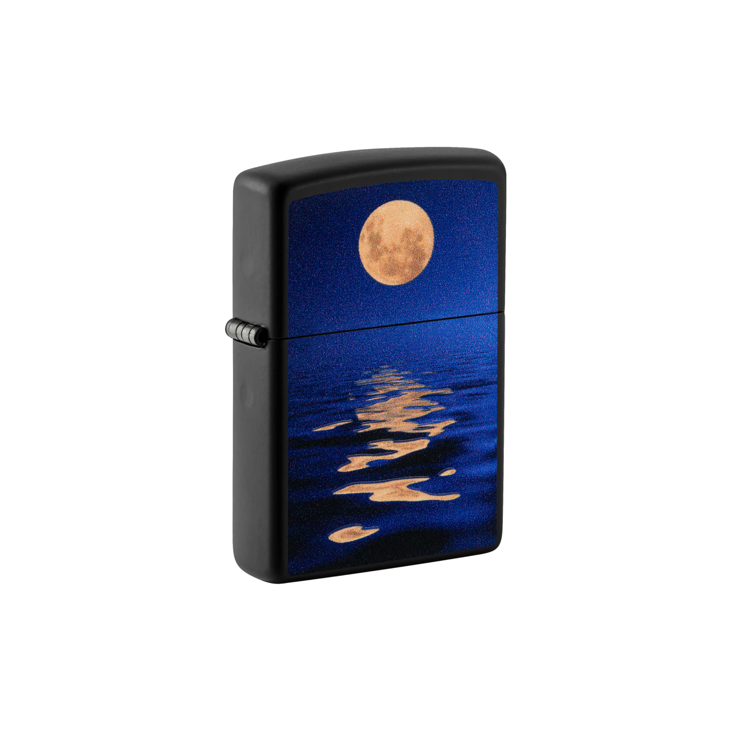 Accendino Zippo Full Moon in metallo a benzina - ricaricabile - antivento - acque al chiaro di luna