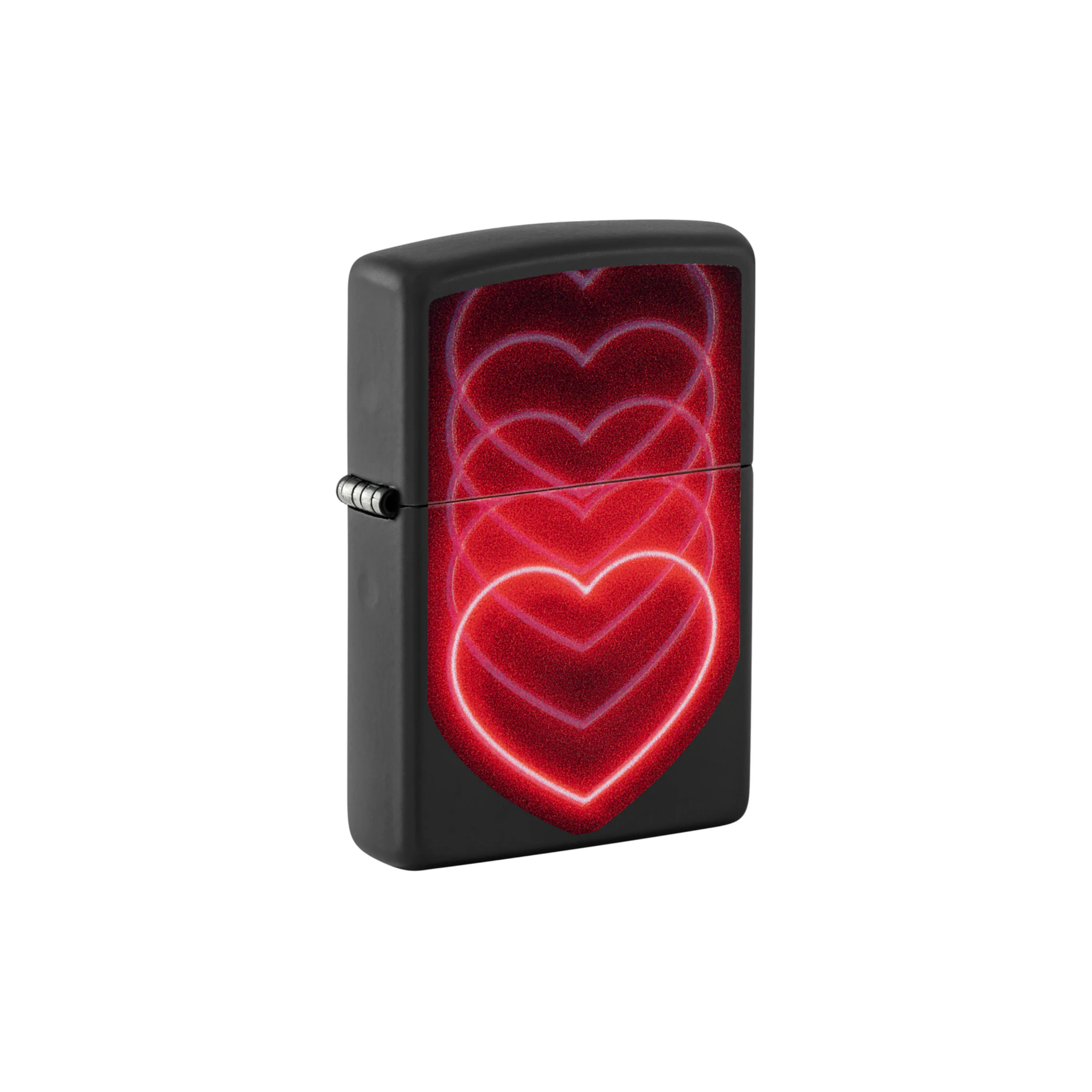 Accendino Zippo Hearts in metallo a benzina - ricaricabile - antivento - cuore luminoso