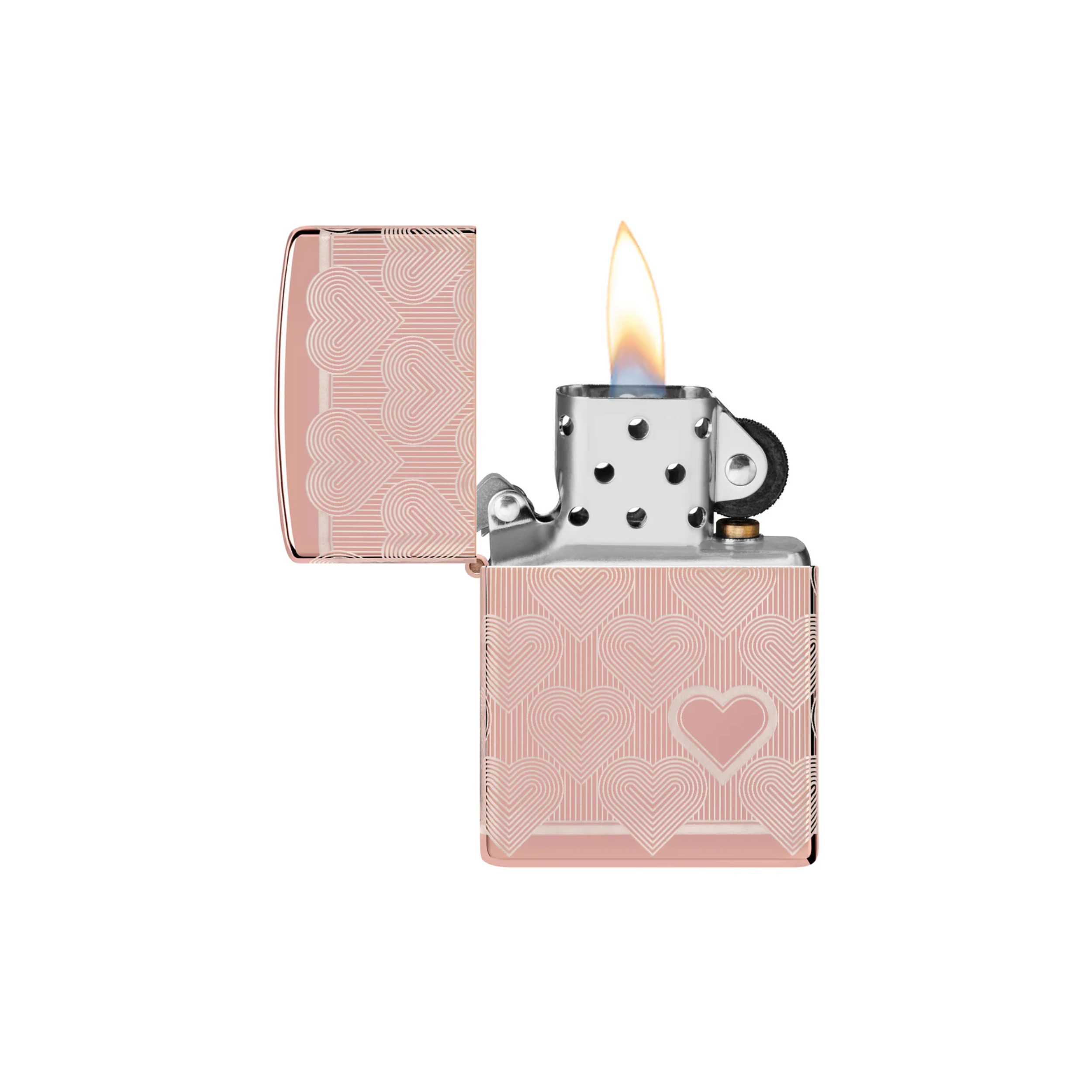Accendino Zippo Pink Heart in metallo a benzina - ricaricabile - antivento - cuore
