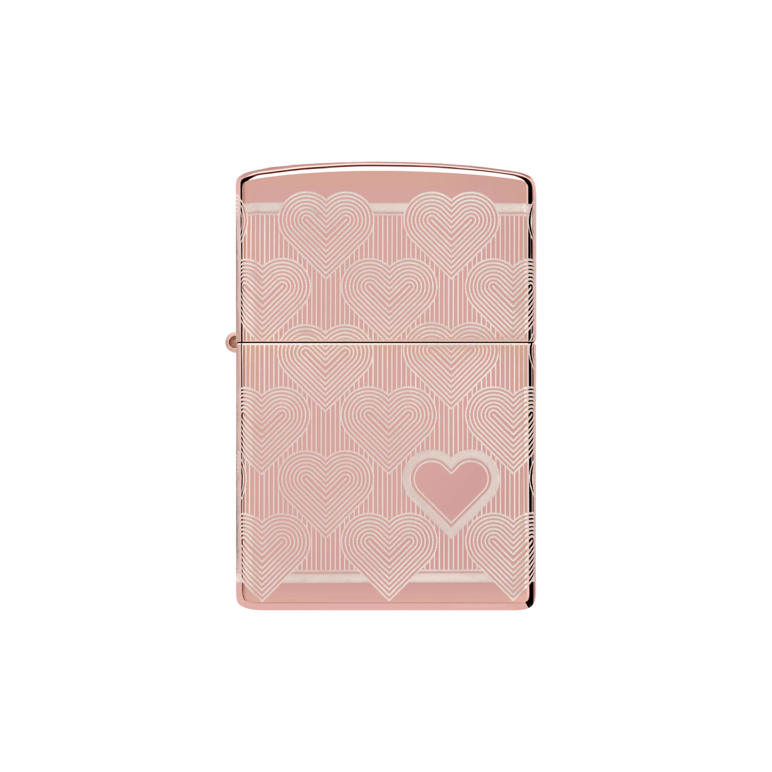 Accendino Zippo Pink Heart in metallo a benzina - ricaricabile - antivento - cuore